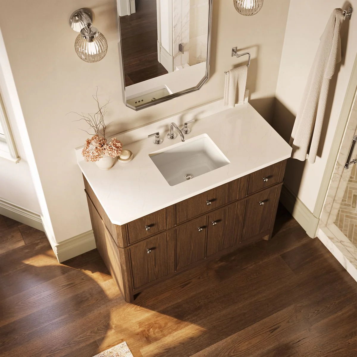 KOHLER K-39308 Claude 48" bathroom vanity cabinet with sink and quartz top - Image 2