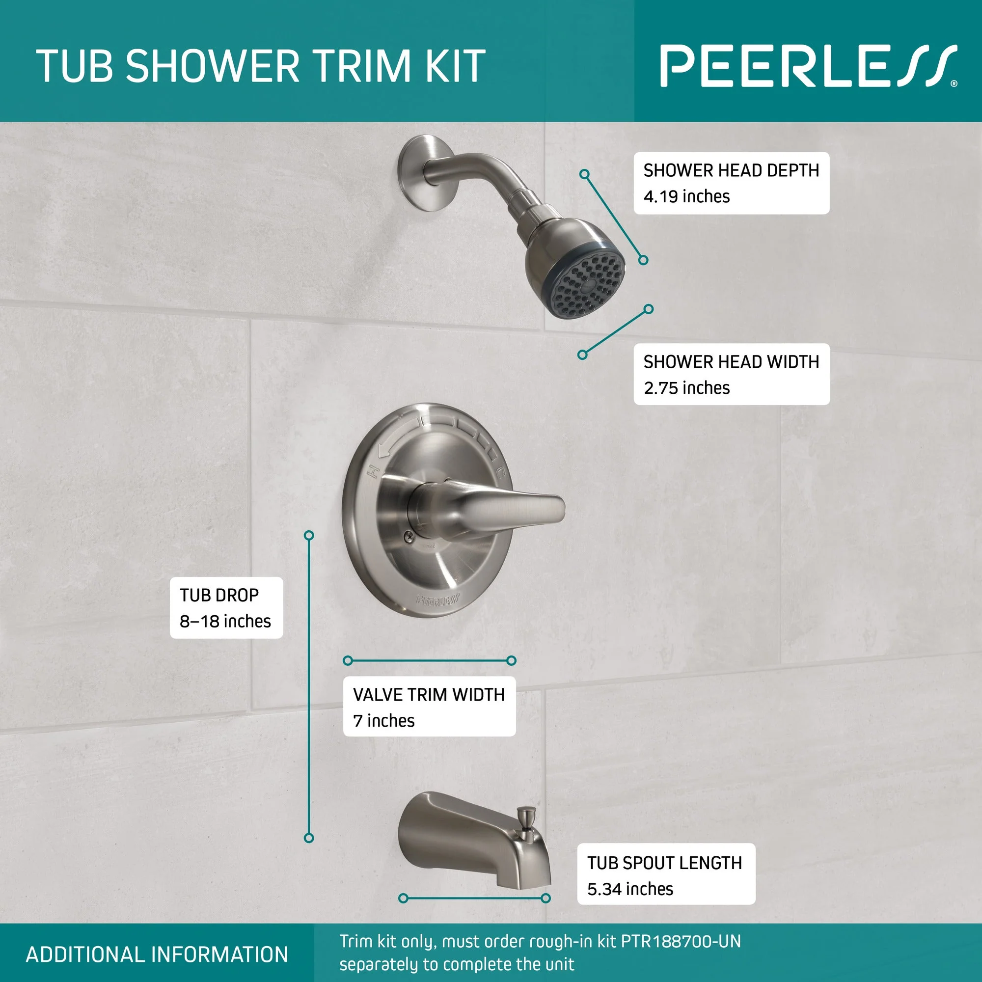 Delta Peerless Core:PTT188753 Tub and Shower Trim Kit - Image 6