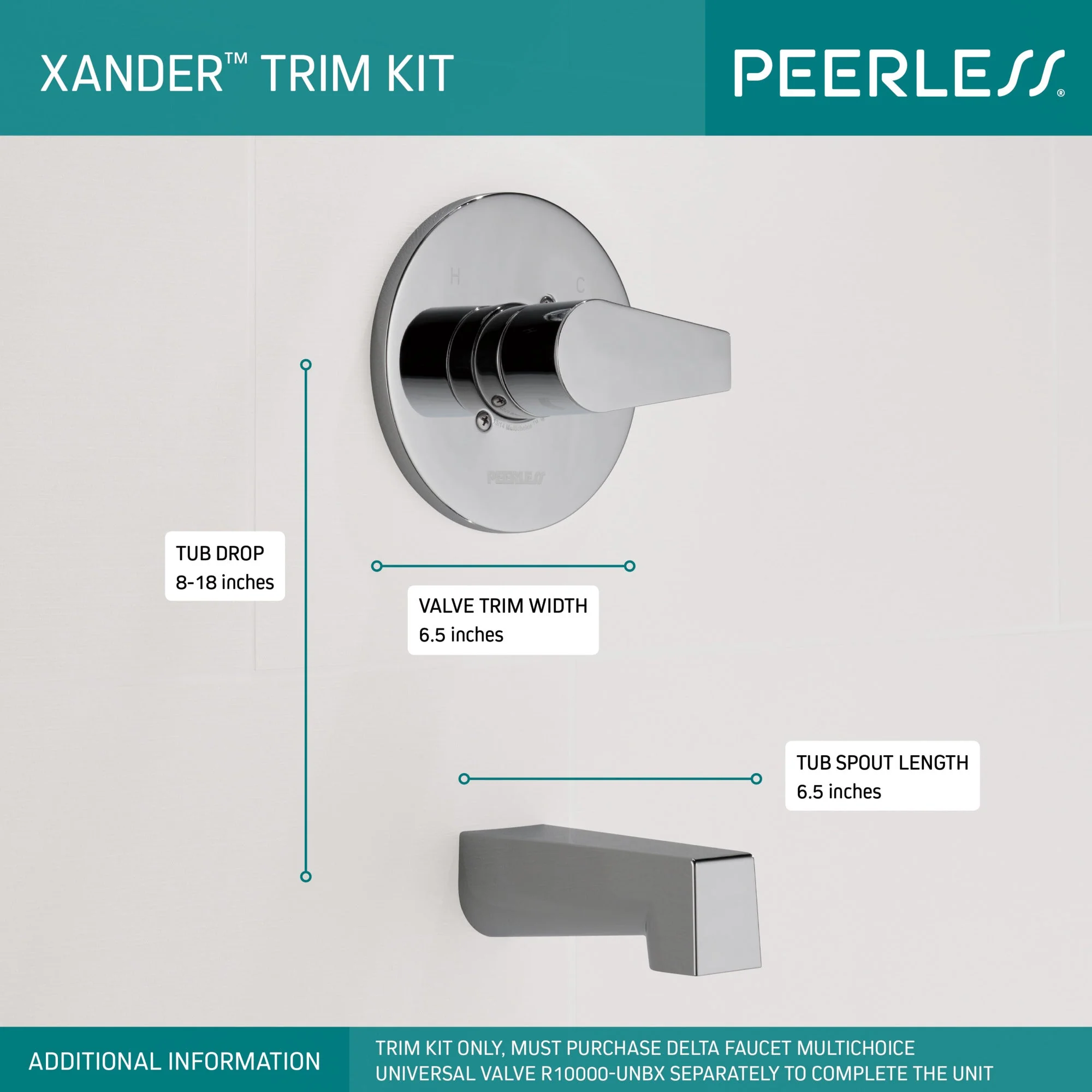 Delta Peerless Xander:PTT14119 Tub Only Trim Kit - Image 5