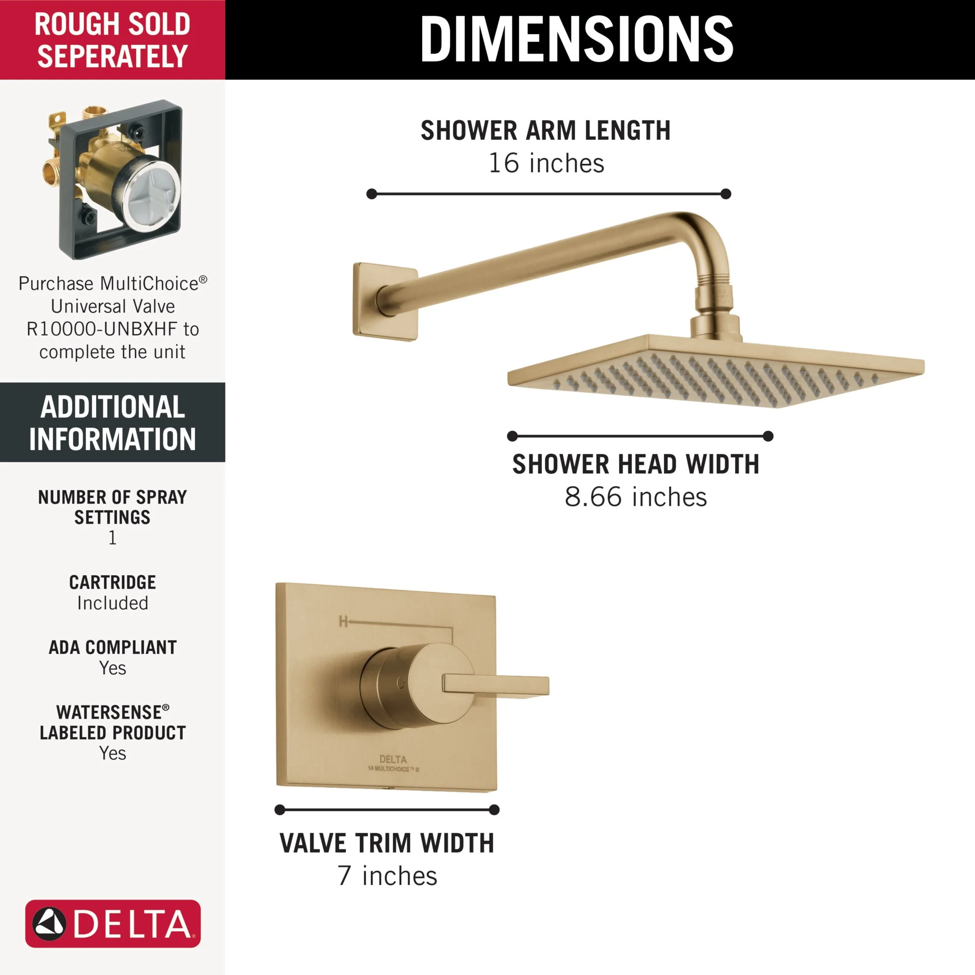 Delta T14253-WE Vero Monitor 14 Series Shower Trim - Image 16