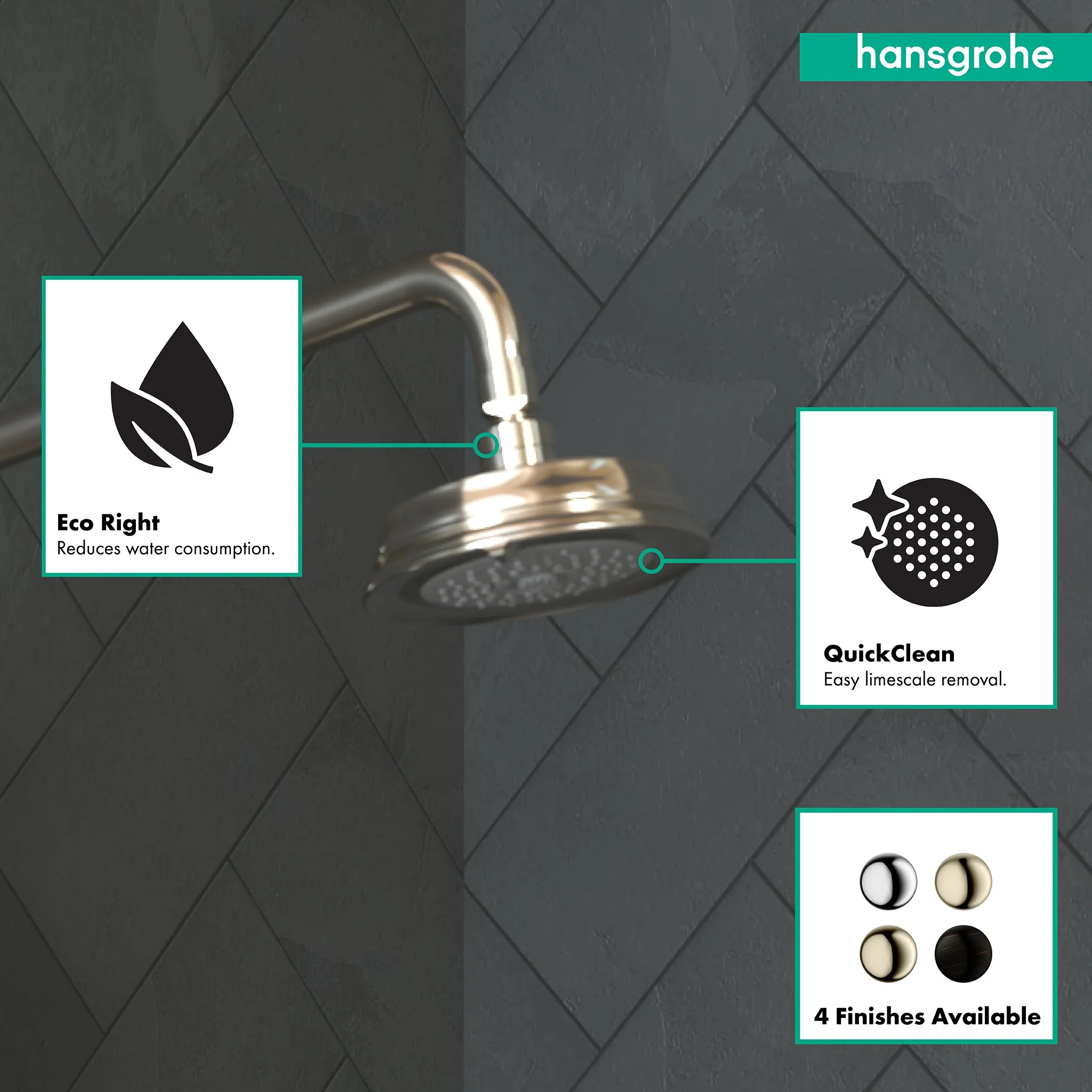 hansgrohe Croma 100 Classic Showerhead 3-Jet, 2.5 GPM - Image 13