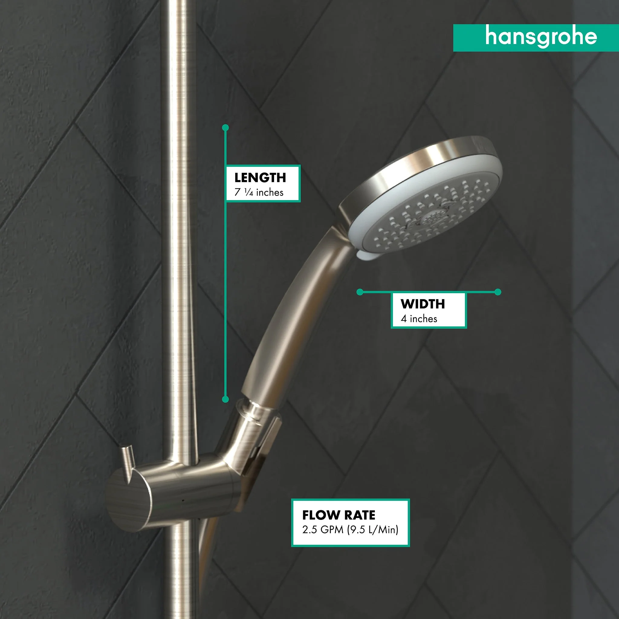 hansgrohe Croma 100 Handshower E 3-Jet, 2.5 GPM - Image 9