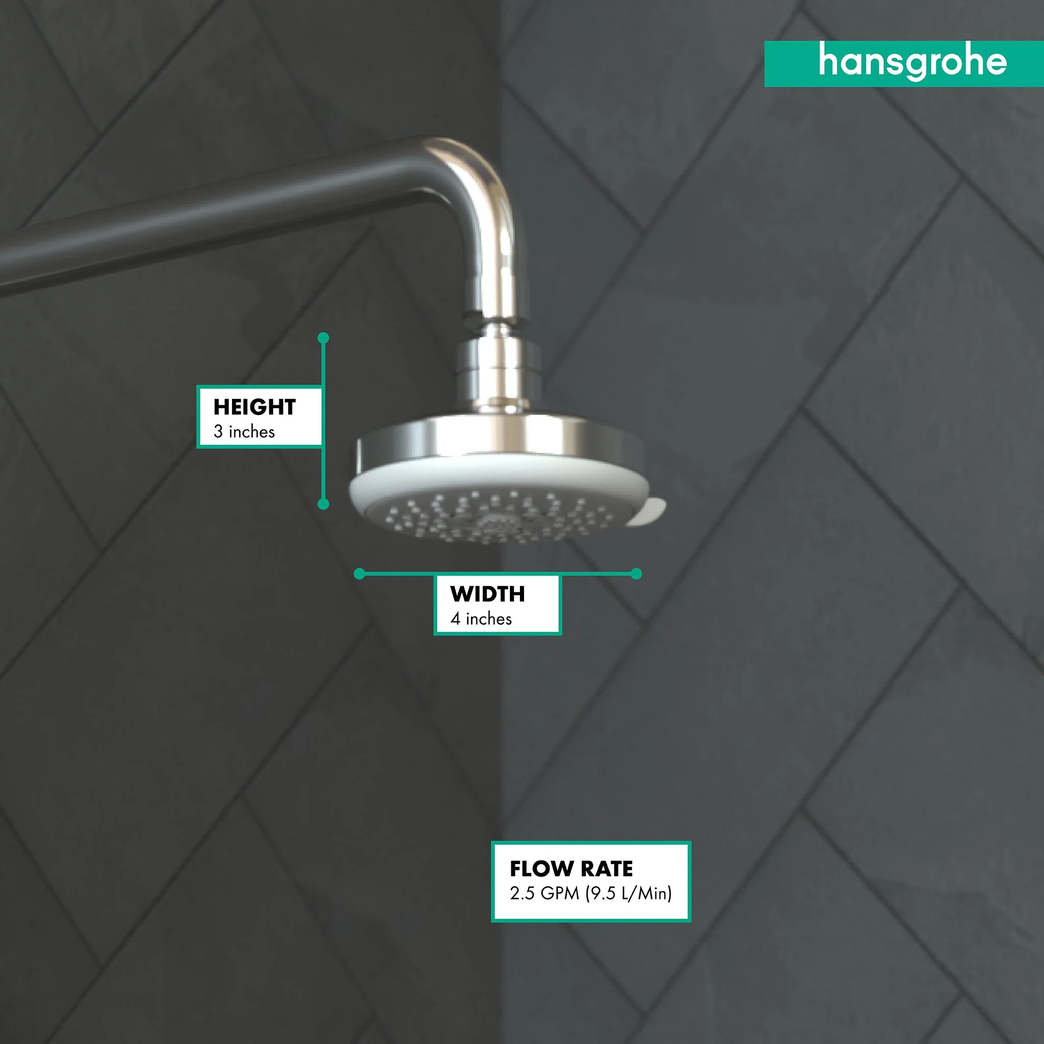 hansgrohe Croma 100 Showerhead E 3-Jet, 2.5 GPM - Image 6