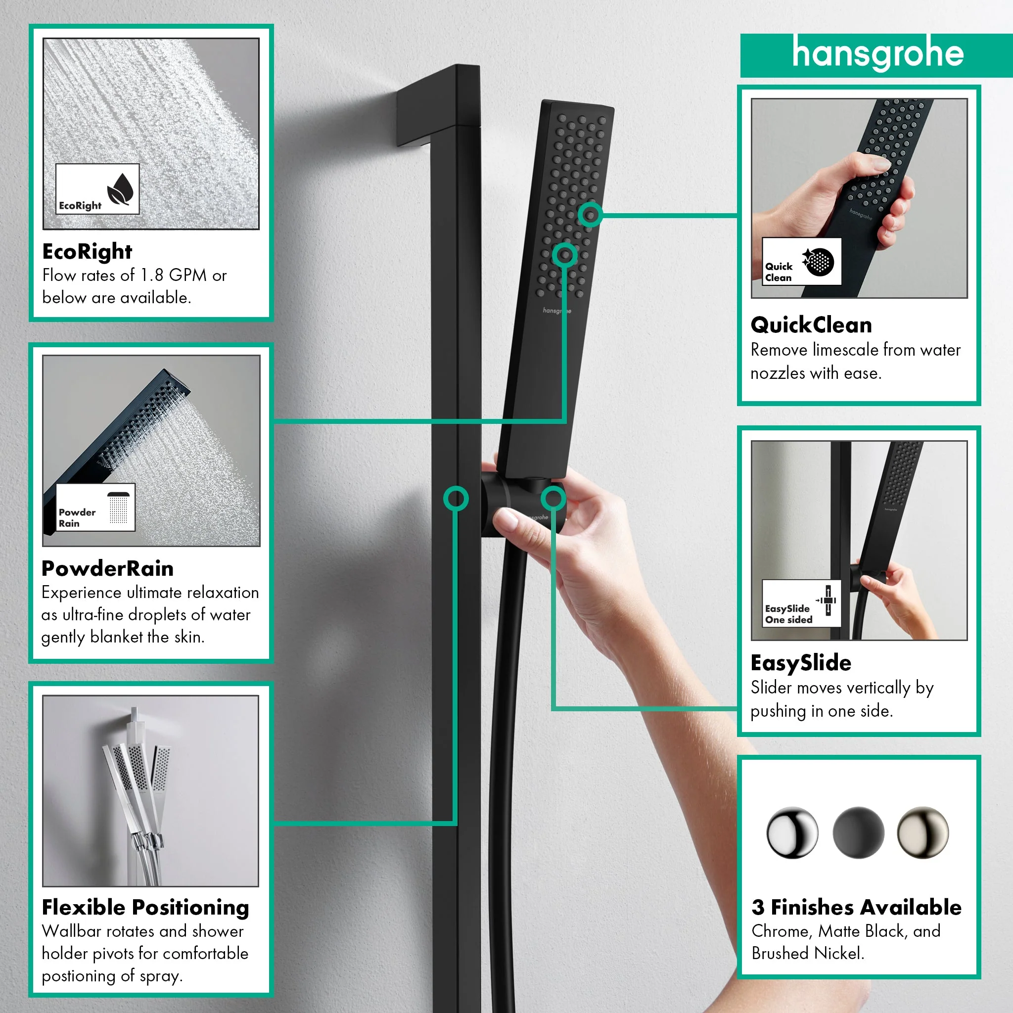 hansgrohe Pulsify E Wallbar Set 100 1-Jet 24", 2.5 GPM - Image 10