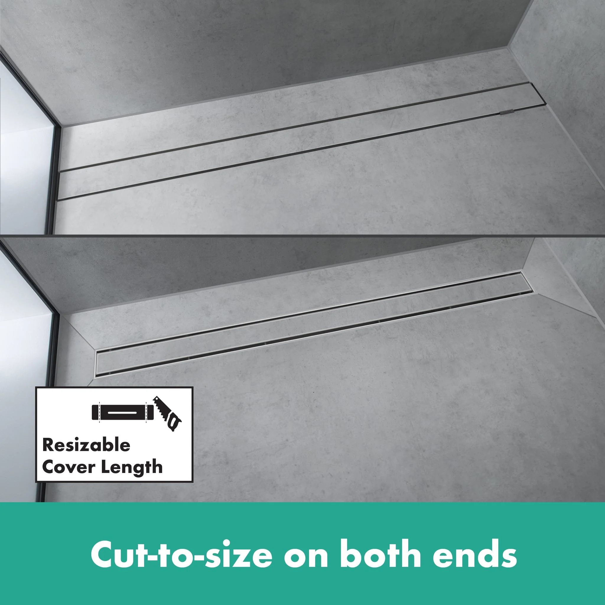 hansgrohe RainDrain Rock Trim Flex 23 5/8" Cut to Size and Tileable - Image 7