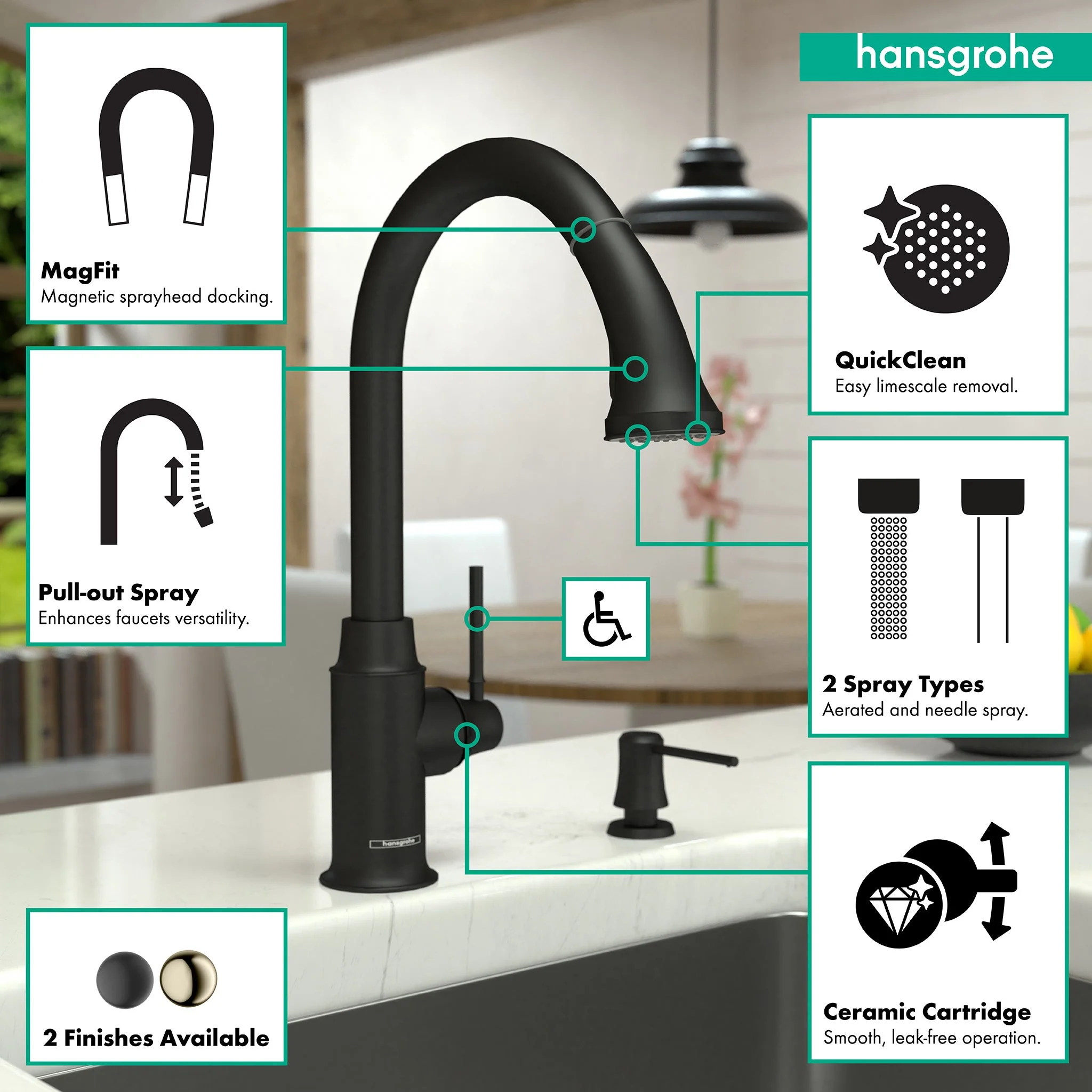 hansgrohe Talis C HighArc Kitchen Faucet, 2-Spray Pull-Down, 1.75 GPM - Image 17
