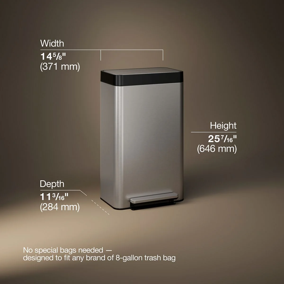 KOHLER K-20941 8-gallon loft stainless steel step trash can - Image 7
