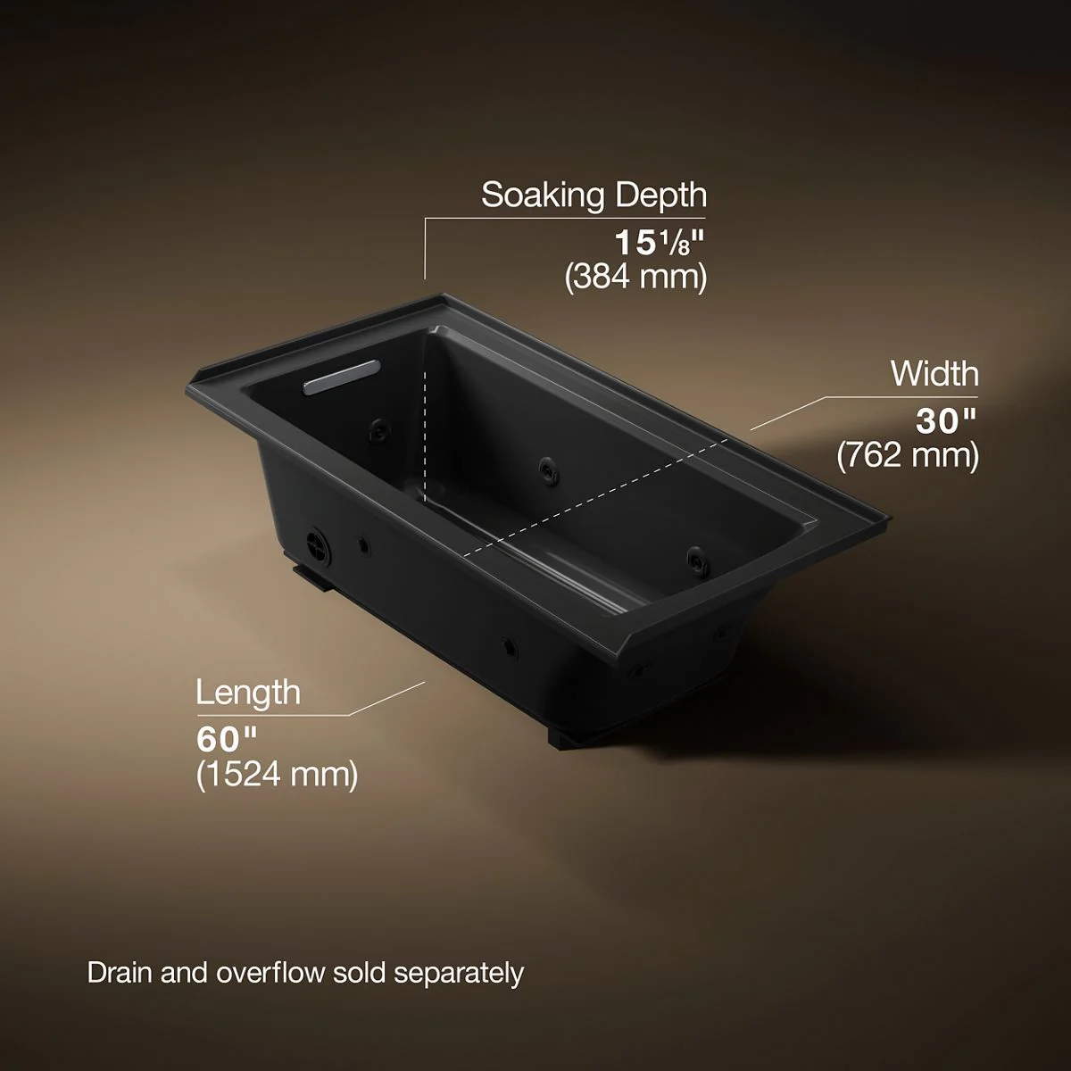KOHLER K-1947-L Archer 60" x 30" alcove whirlpool bath, left drain - Image 16