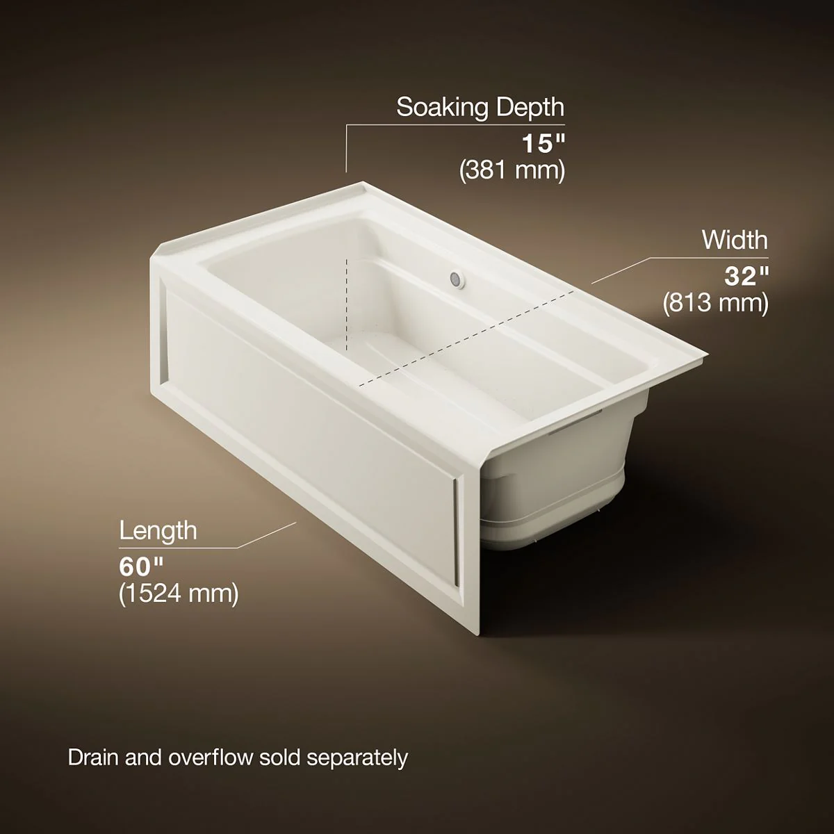 KOHLER K-1122-GHRAW Archer 60" x 32" alcove Heated BubbleMassage air bath with Bask heated surface, right drain - Image 26