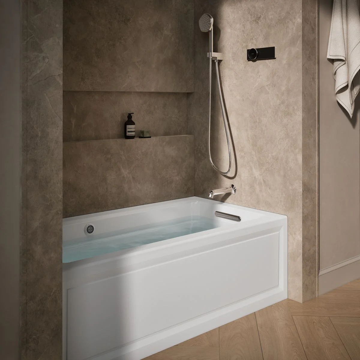 KOHLER K-1122-GHRAW Archer 60" x 32" alcove Heated BubbleMassage air bath with Bask heated surface, right drain - Image 9