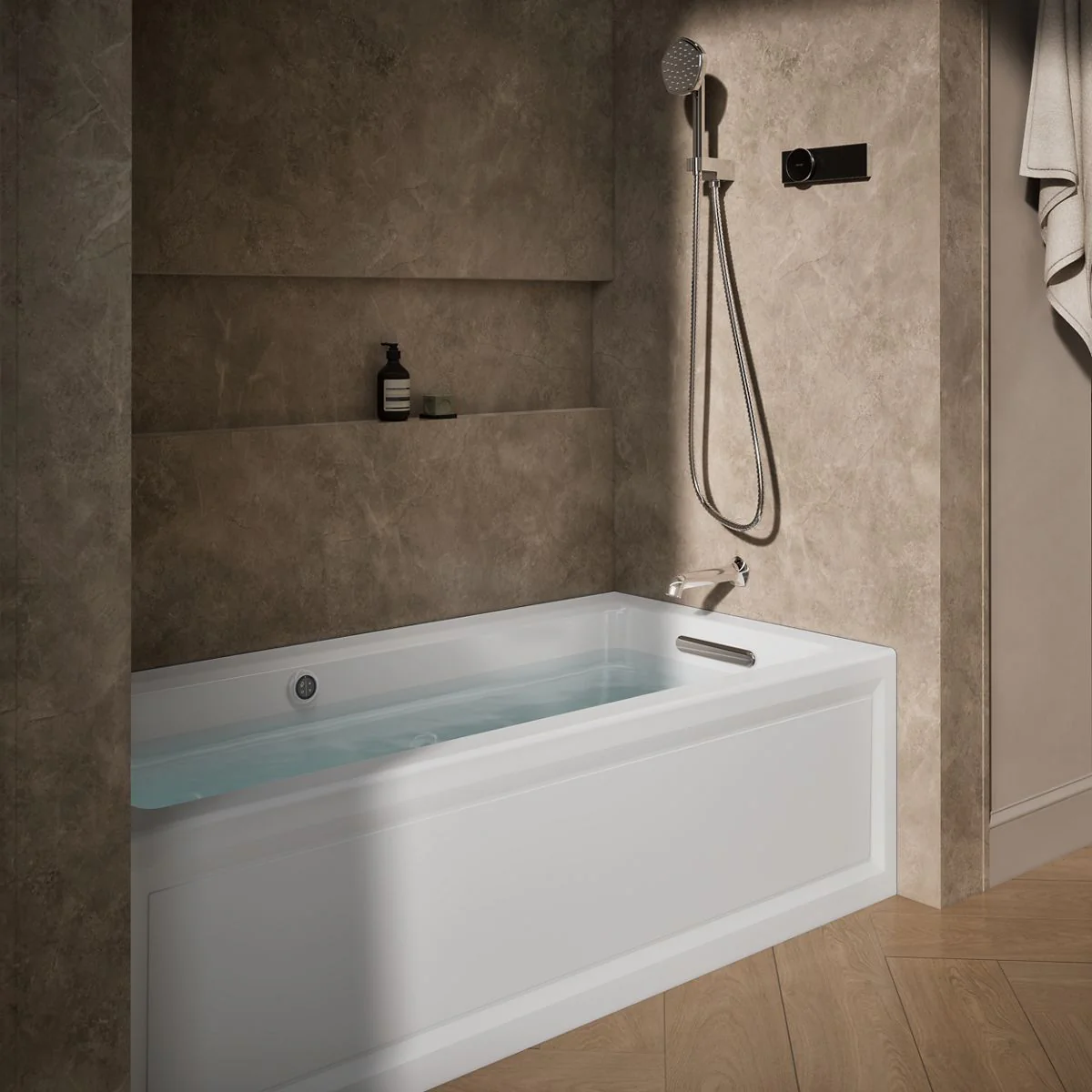 KOHLER K-1949-RAW Archer 66" x 32" alcove whirlpool bath with Bask heated surface, right drain - Image 9