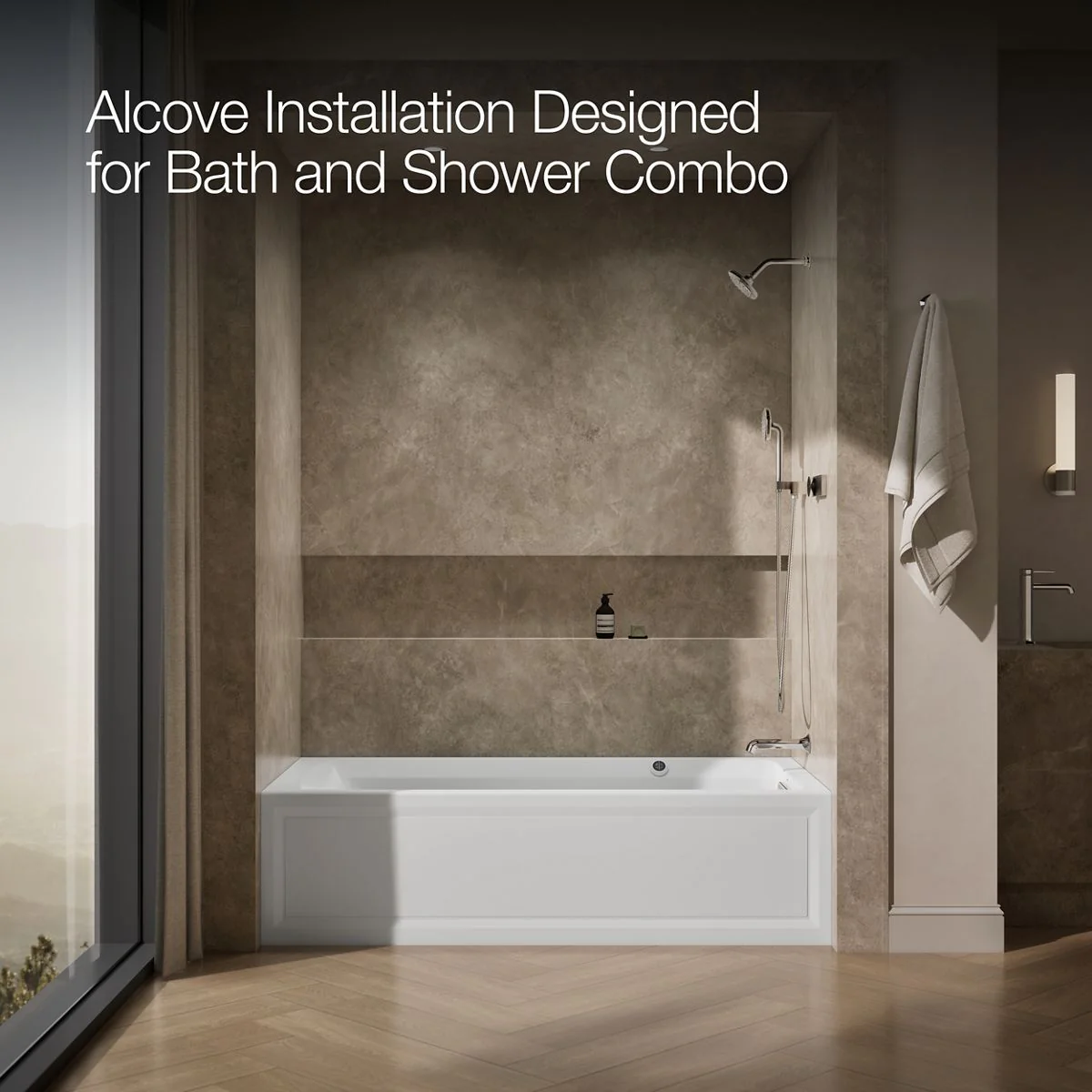 KOHLER K-1124-RAW Archer 72" x 36" alcove whirlpool bath with Bask heated surface, right drain - Image 8