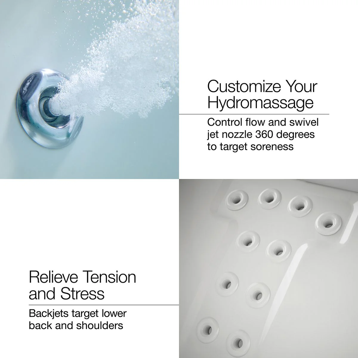 KOHLER K-1124-H Archer 72" x 36" drop-in heated whirlpool bath - Image 10