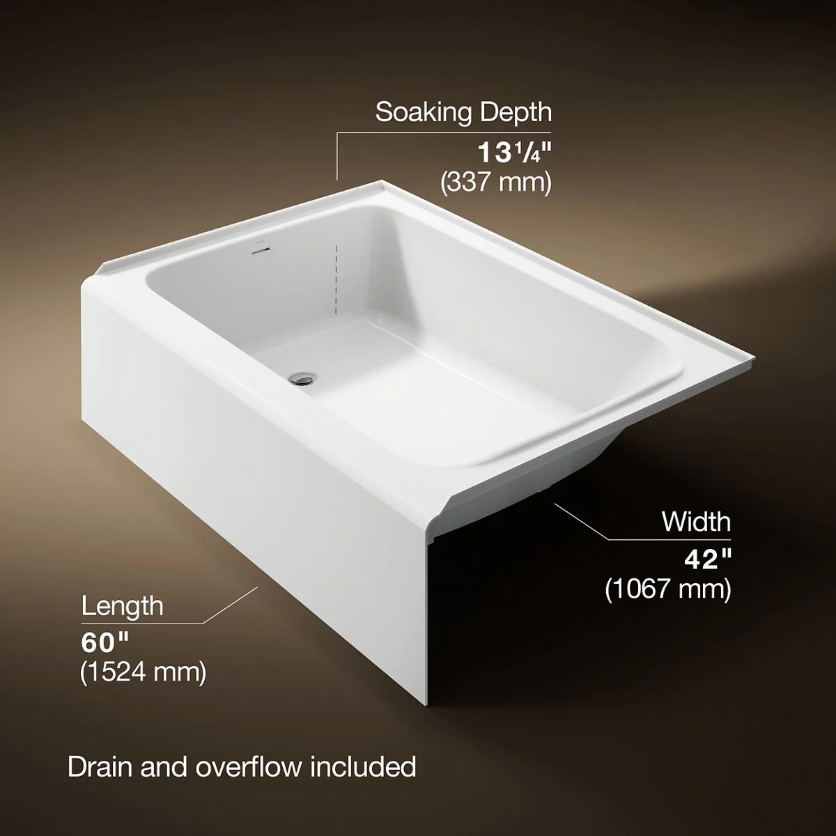 KOHLER K-25833-LA Avec 60" x 42" alcove bath, left drain - Image 4