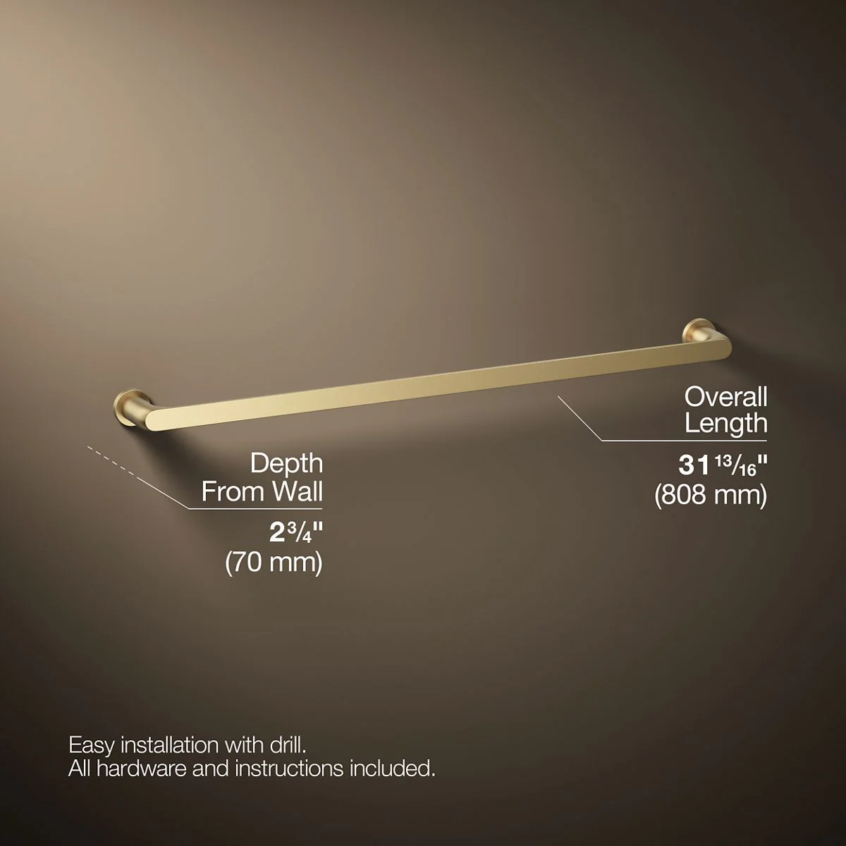 KOHLER K-97027 Avid 30" towel bar - Image 8