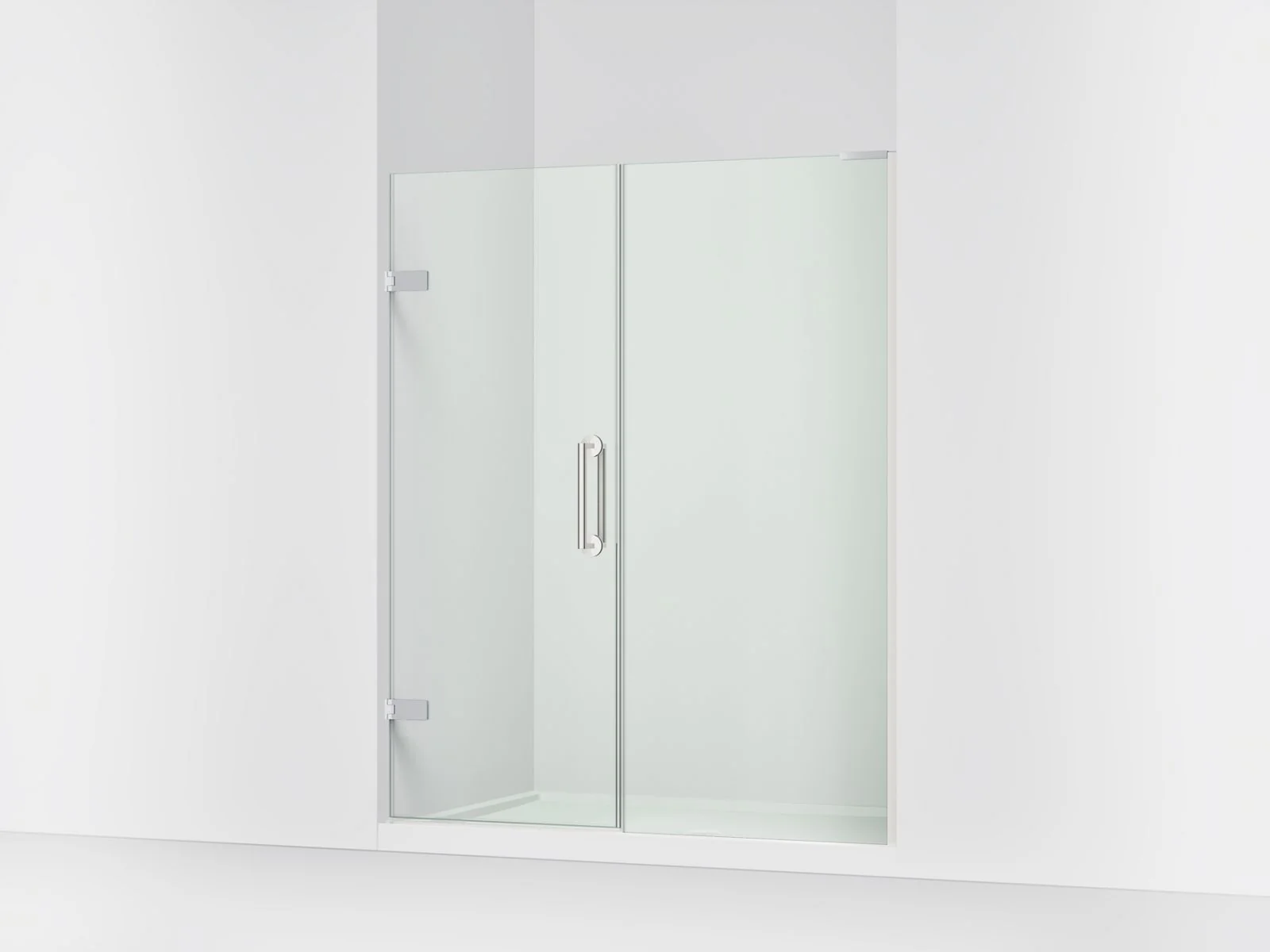 KOHLER K-27617-10L Components 57-1/4"?Çô58" W x 71-1/2" H frameless pivot shower door with 3/8" Crystal Clear glass and back-to-back vertical door pulls - Image 14