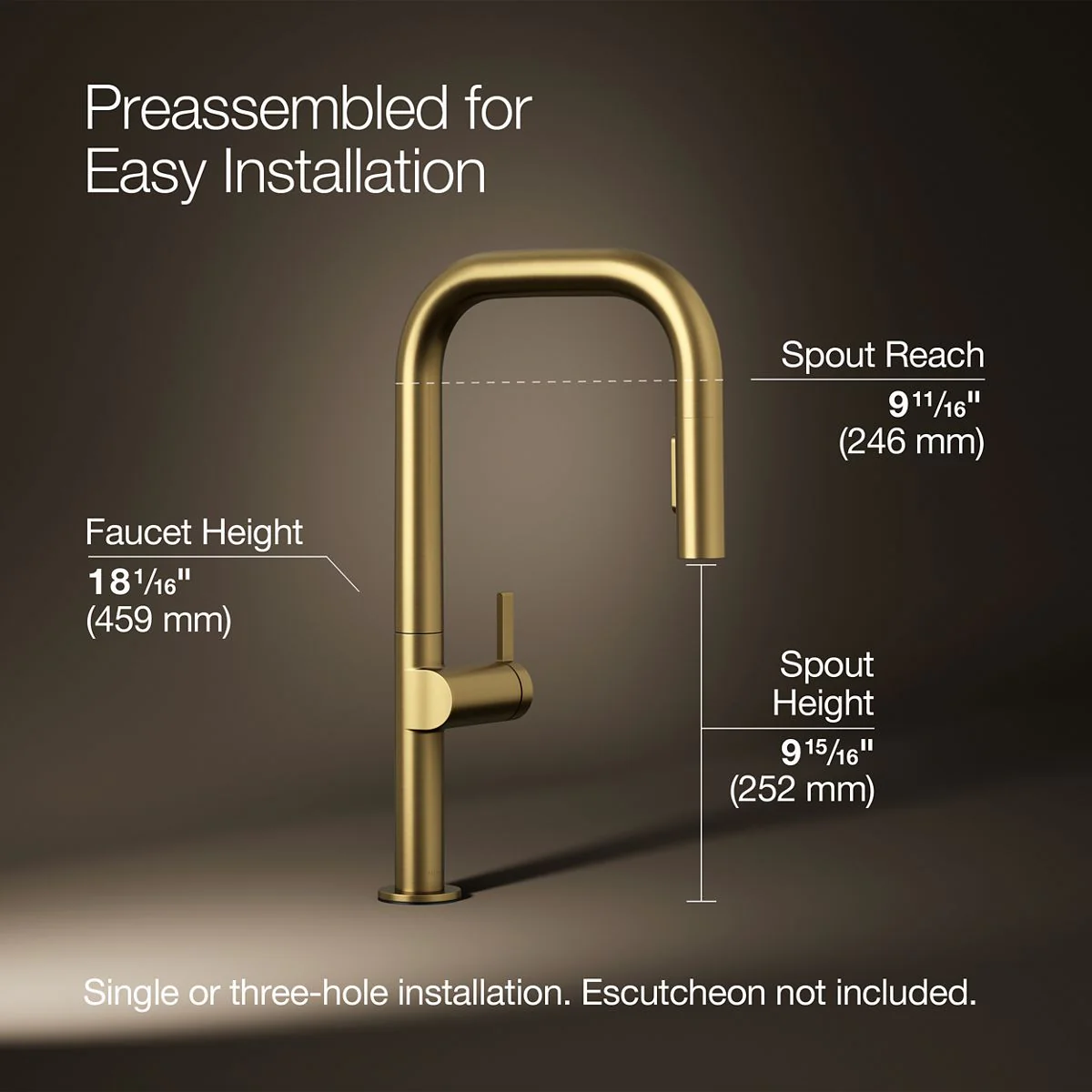 KOHLER K-28269 Components Pull-down kitchen sink faucet with two-function sprayhead - Image 14