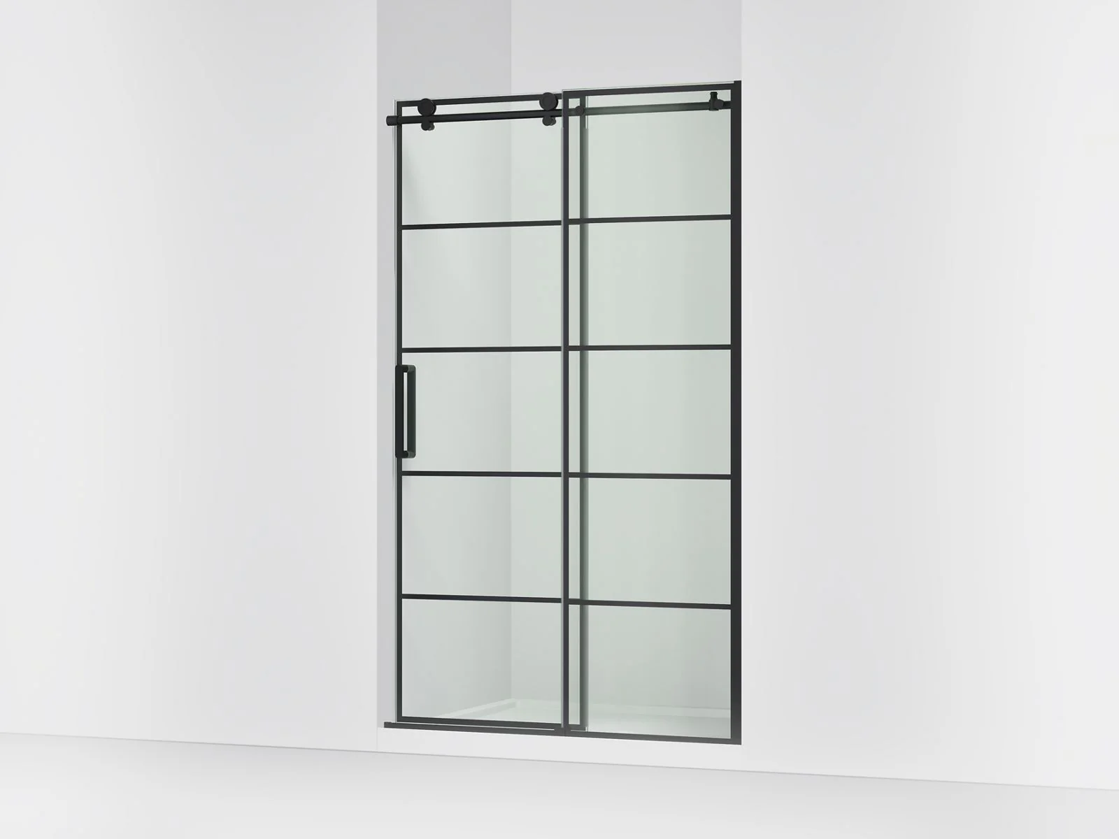 KOHLER K-701695-G79 Composed Sliding shower door, 78" H x 44-1/8 - 47-7/8" W, with 3/8" thick Crystal Clear glass with rectangular grille pattern - Image 2