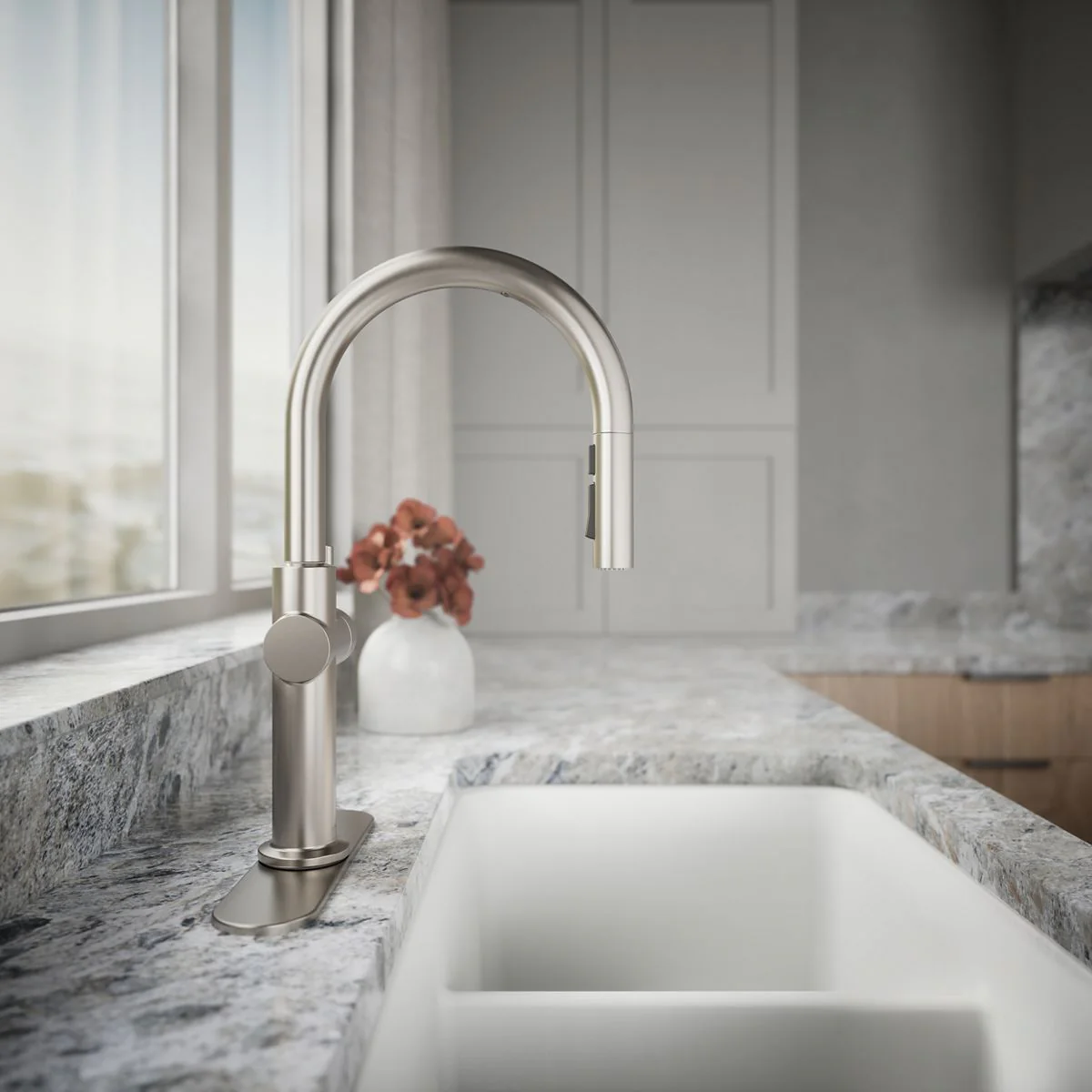 KOHLER K-22974 Crue Touchless pull-down kitchen sink faucet with three-function sprayhead - Image 9