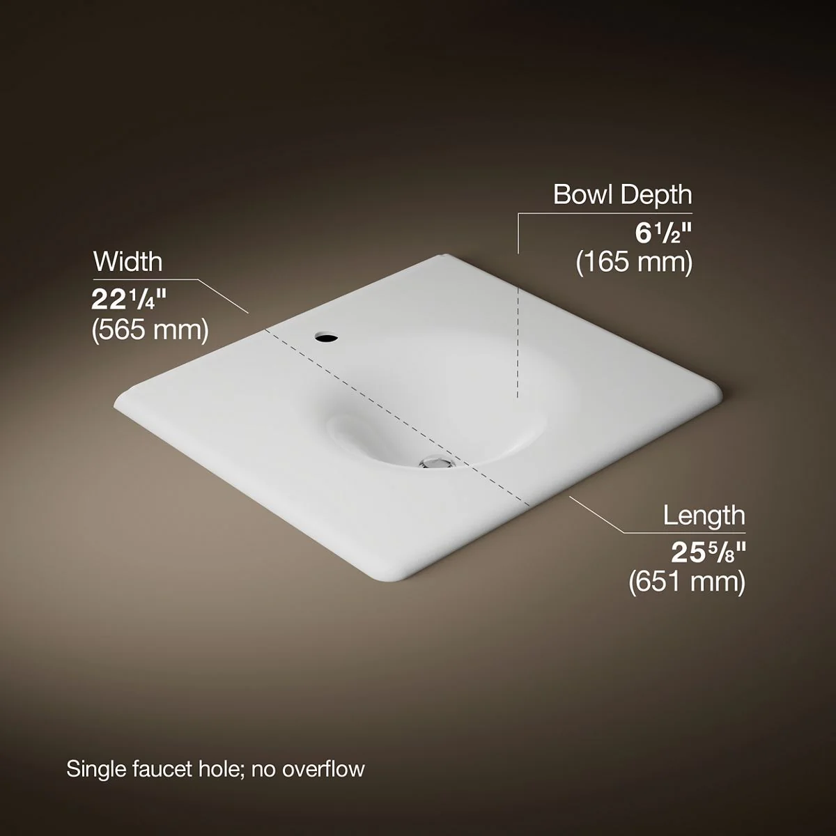 KOHLER Iron/Impressions 25" Enameled cast iron vanity top with integrated round sink - Image 59