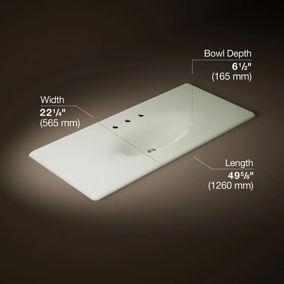 KOHLER Iron/Impressions 49" Enameled cast iron vanity top with integrated oval sink - Image 19