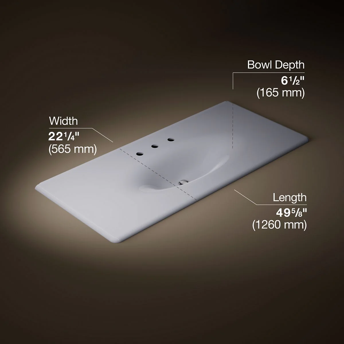KOHLER Iron/Impressions 49" Enameled cast iron vanity top with integrated oval sink - Image 24