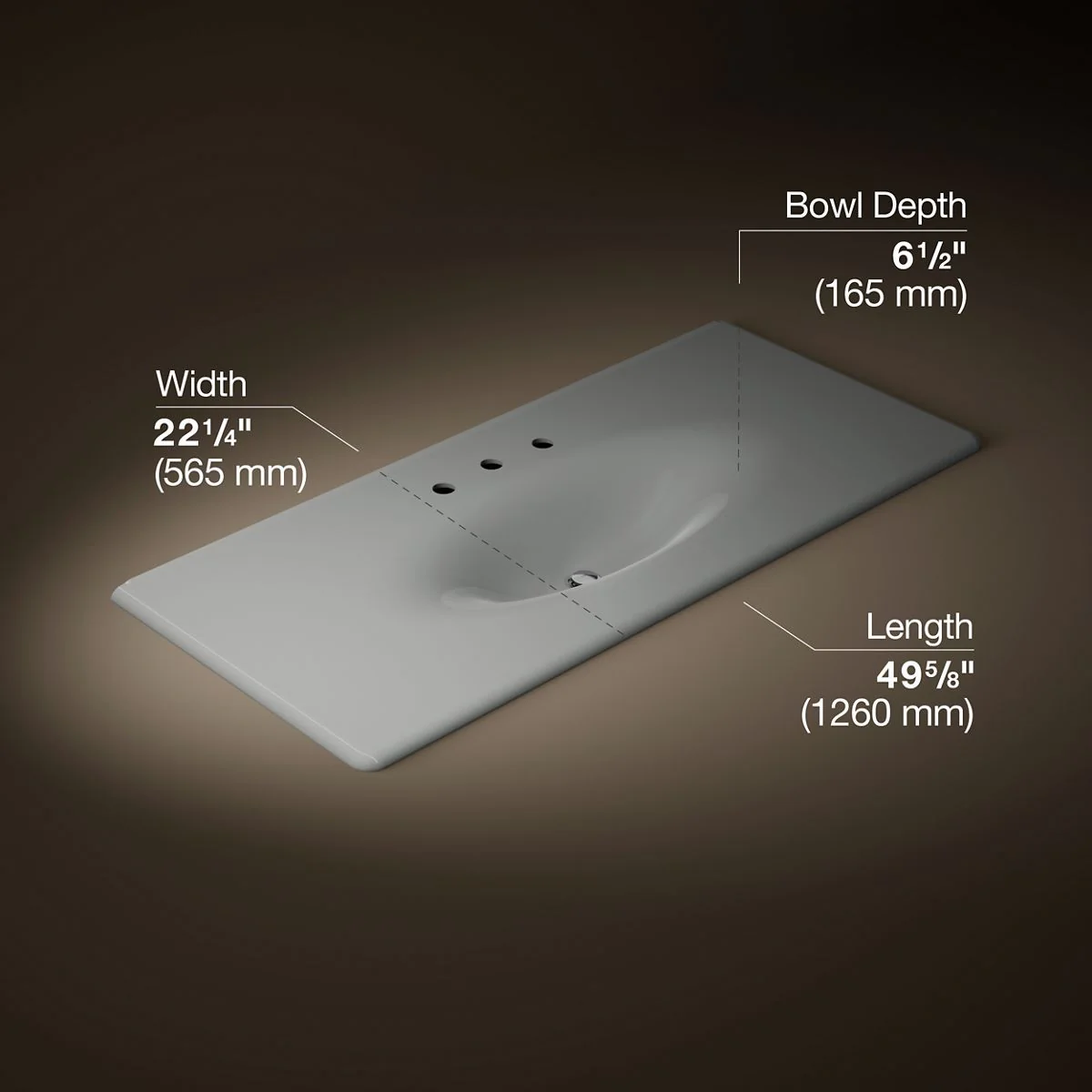 KOHLER Iron/Impressions 49" Enameled cast iron vanity top with integrated oval sink - Image 29