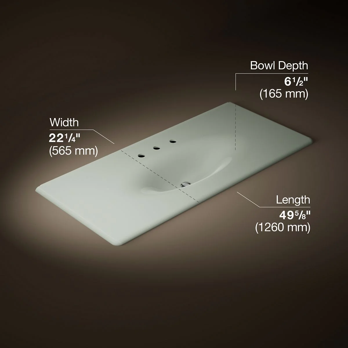 KOHLER Iron/Impressions 49" Enameled cast iron vanity top with integrated oval sink - Image 34