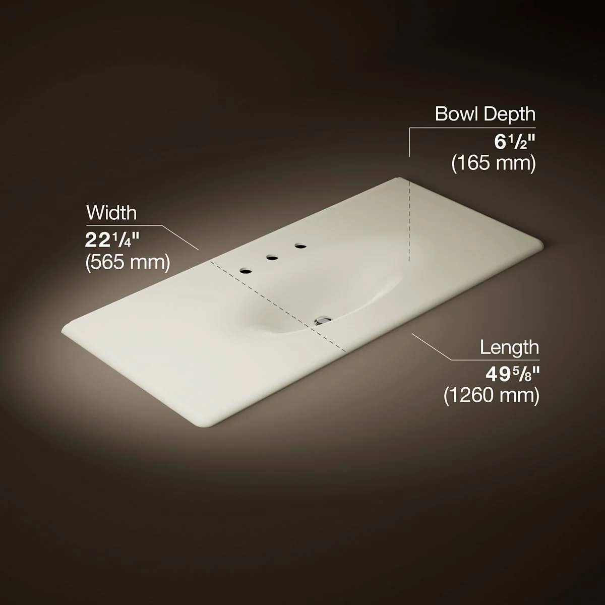 KOHLER Iron/Impressions 49" Enameled cast iron vanity top with integrated oval sink - Image 43