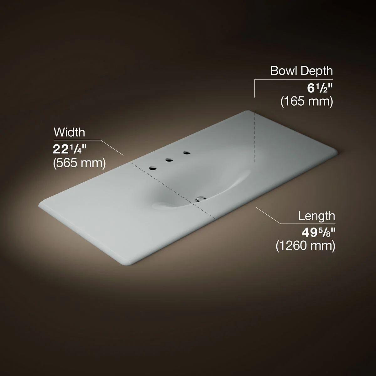 KOHLER Iron/Impressions 49" Enameled cast iron vanity top with integrated oval sink - Image 50