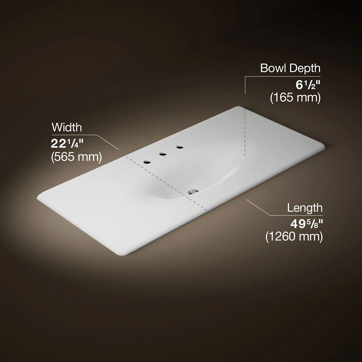 KOHLER Iron/Impressions 49" Enameled cast iron vanity top with integrated oval sink - Image 59