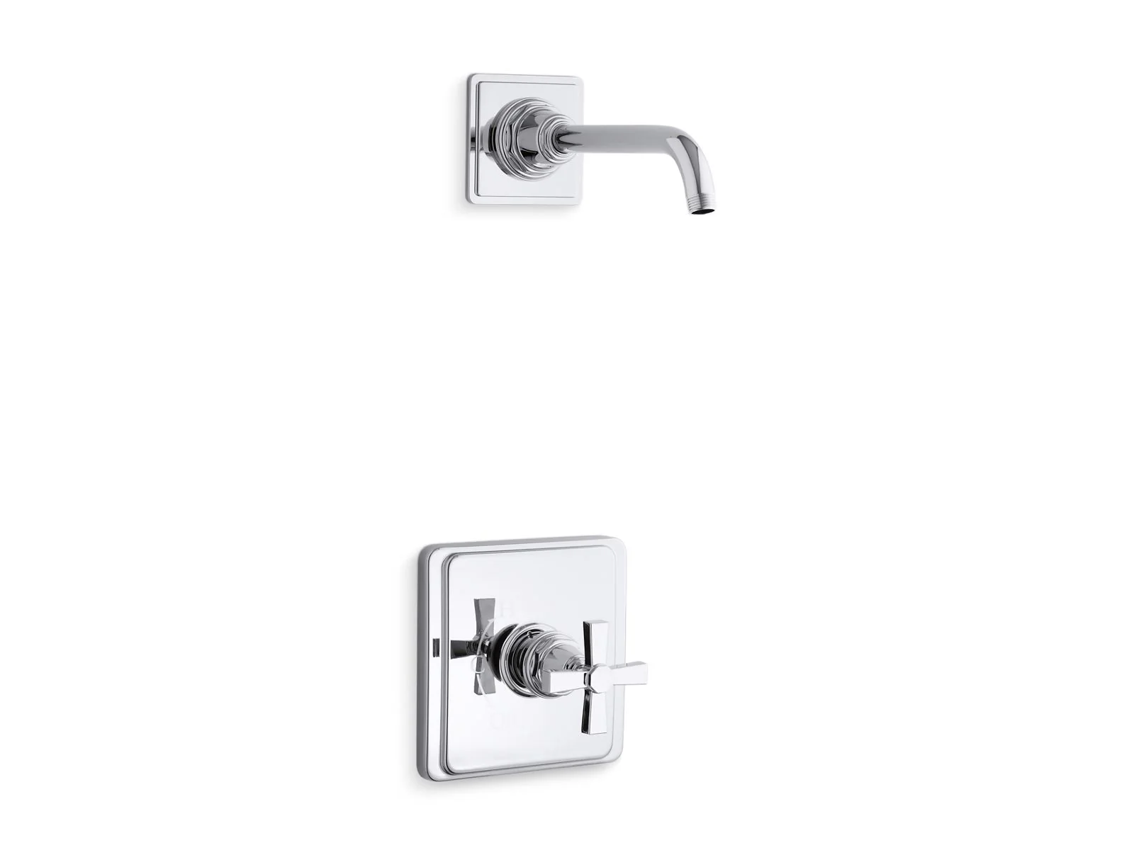 KOHLER K-TLS13134-3A Pinstripe Pure Rite-Temp shower trim kit with cross handle, without showerhead - Image 4