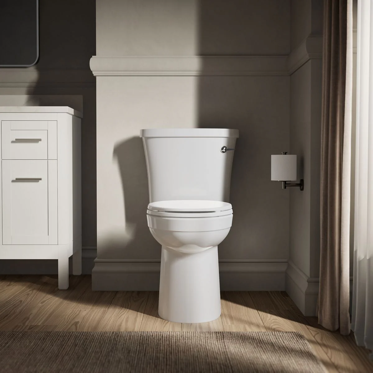 KOHLER K-25077-SSRA Kingston ComForteeight Two-piece elongated 1.28 gpf chair height toilet with right-hand trip lever and antimicrobial finish in White - Image 5