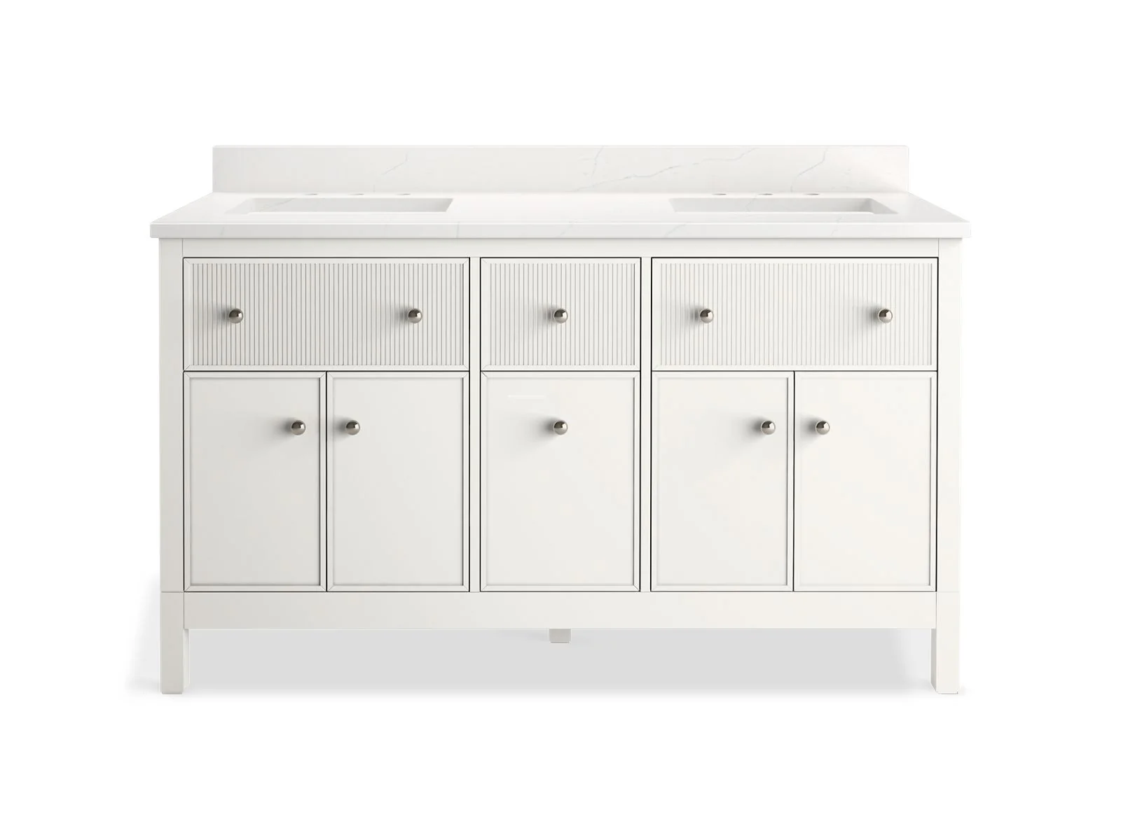 KOHLER K-35022 Malin by Studio McGee 60" bathroom vanity cabinet with sinks and quartz top - Image 11