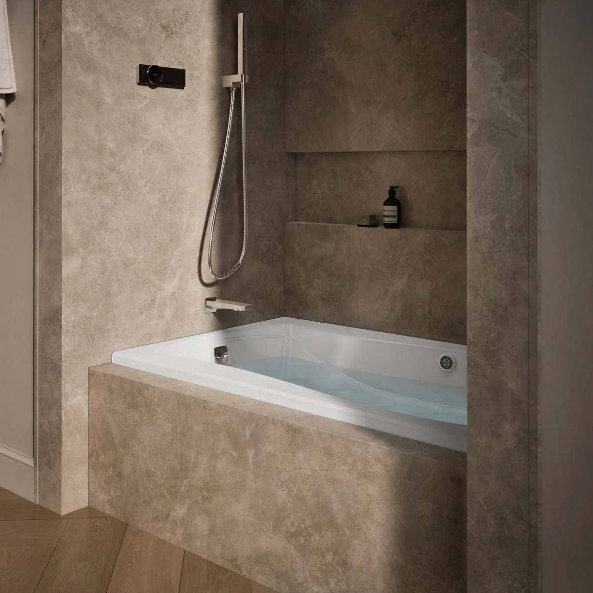 KOHLER K-1239-GHLW Mariposa 60" x 36" alcove Heated BubbleMassage air bath with Bask heated surface, left drain - Image 6