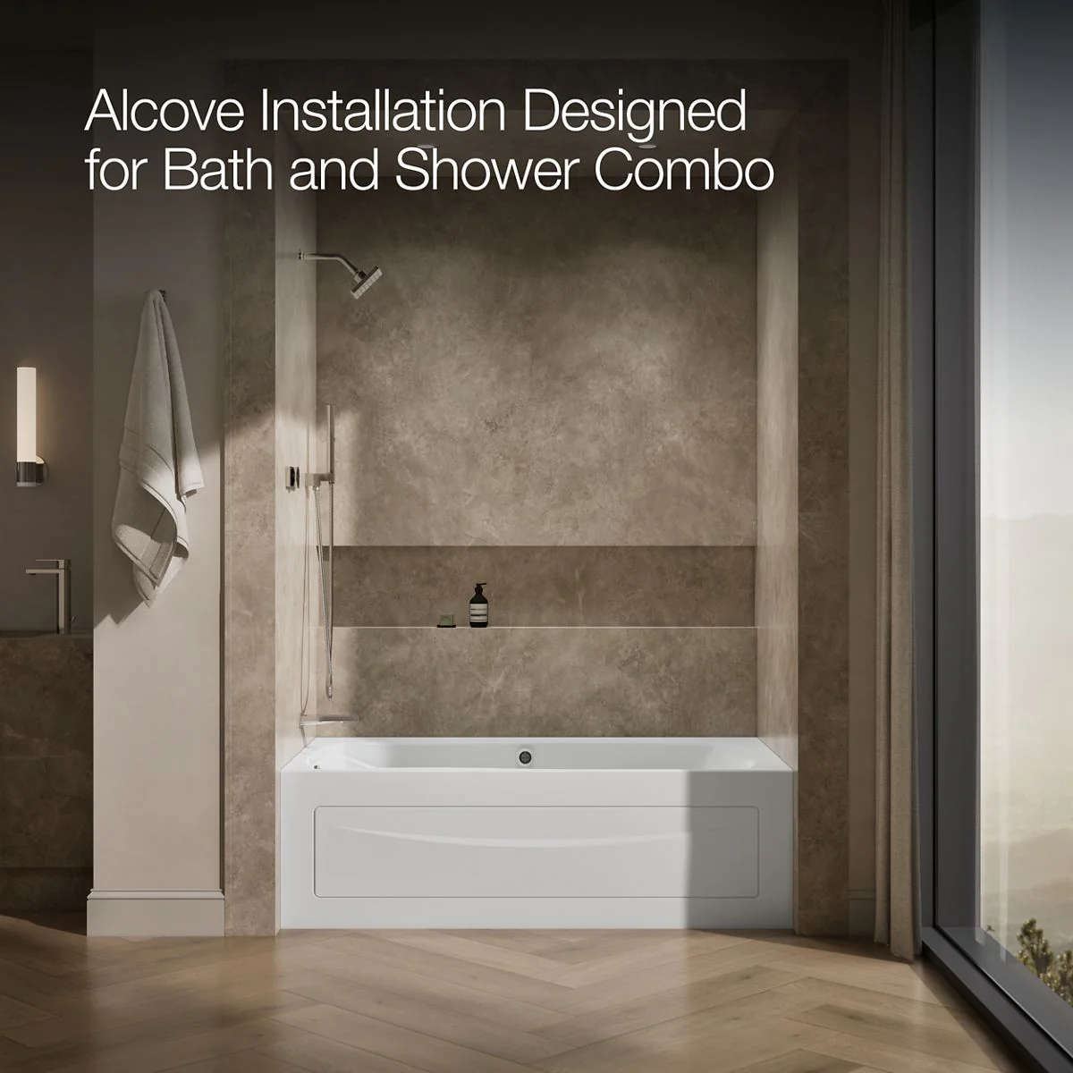 KOHLER K-1224-HL Mariposa 66" x 36" alcove heated whirlpool, left drain - Image 4