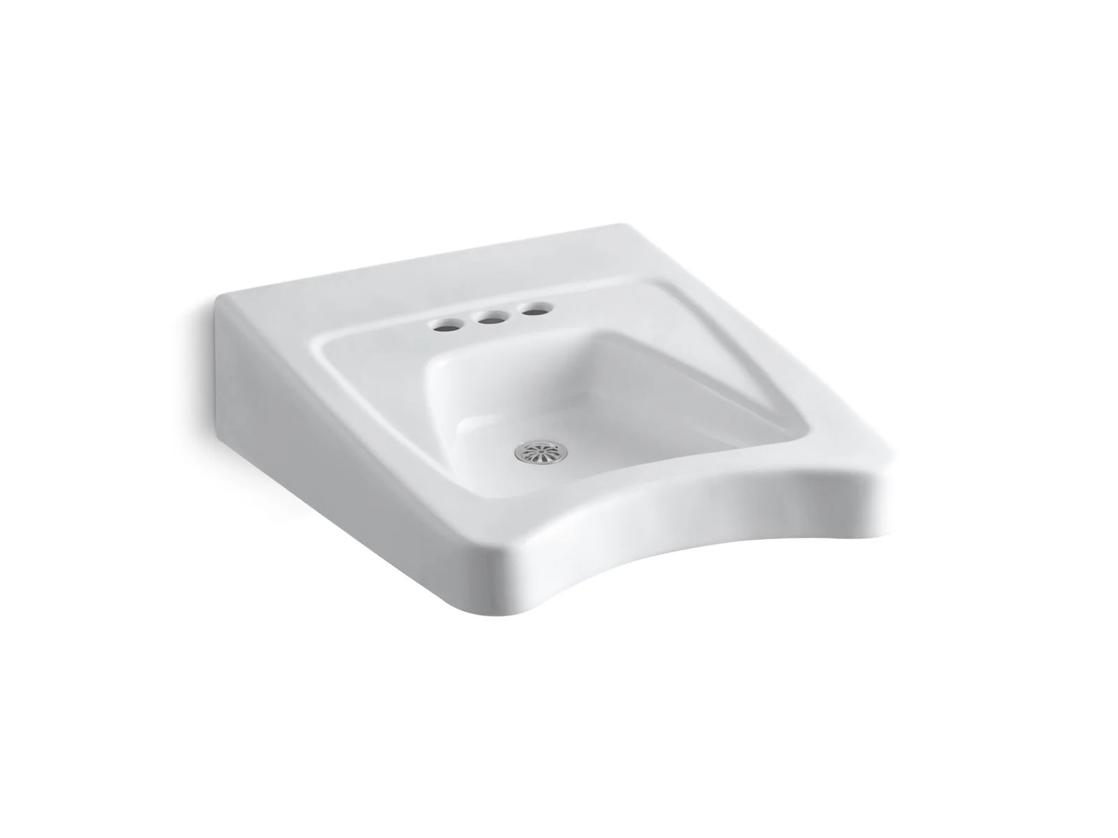 KOHLER K-12636-L Morningside Concealed carrier arm mount wheelchair commercial bathroom sink with 4" centerset faucet holes and left-hand soap dispenser hole - Image 2