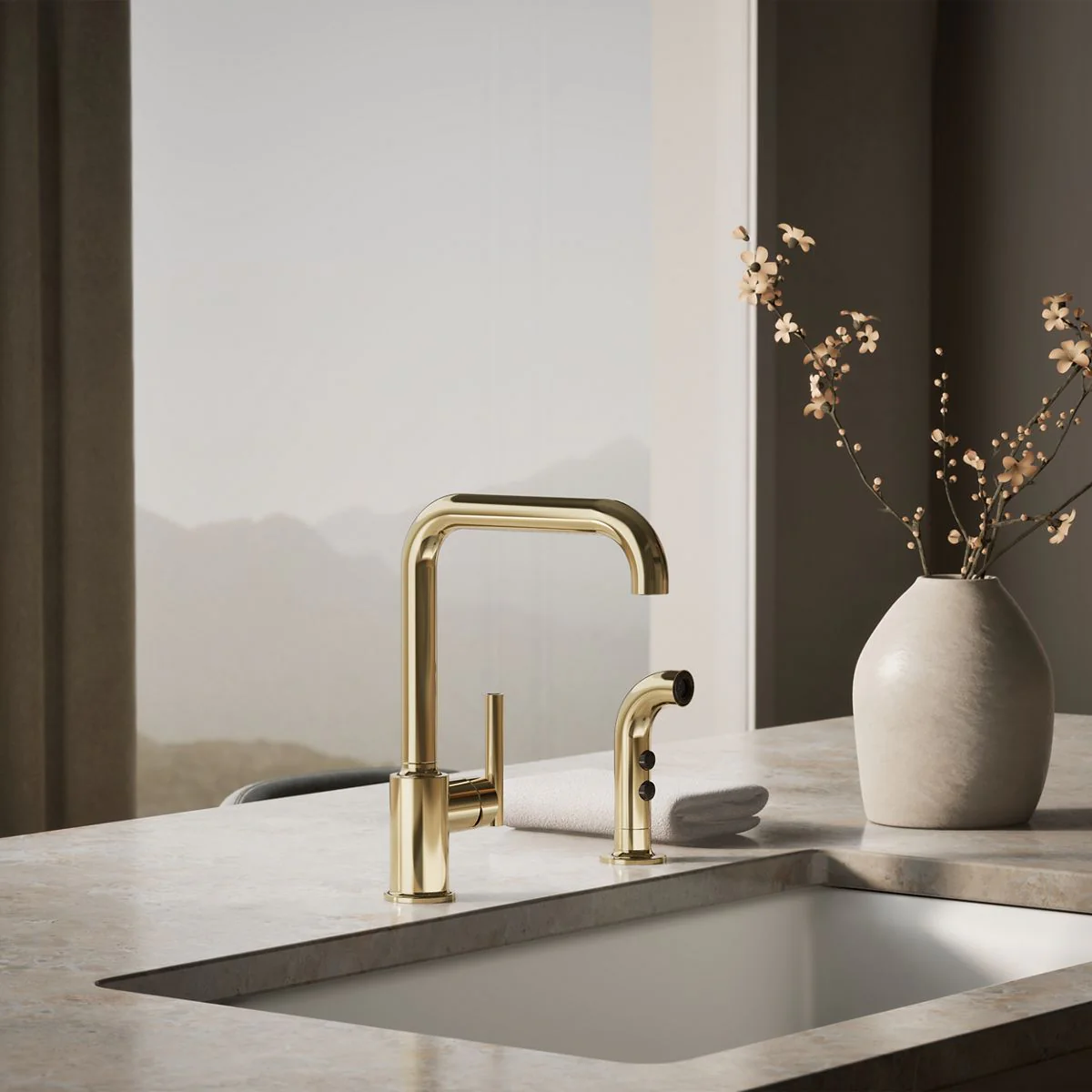 KOHLER K-7508 Purist Single-handle kitchen sink faucet with side sprayer - Image 15