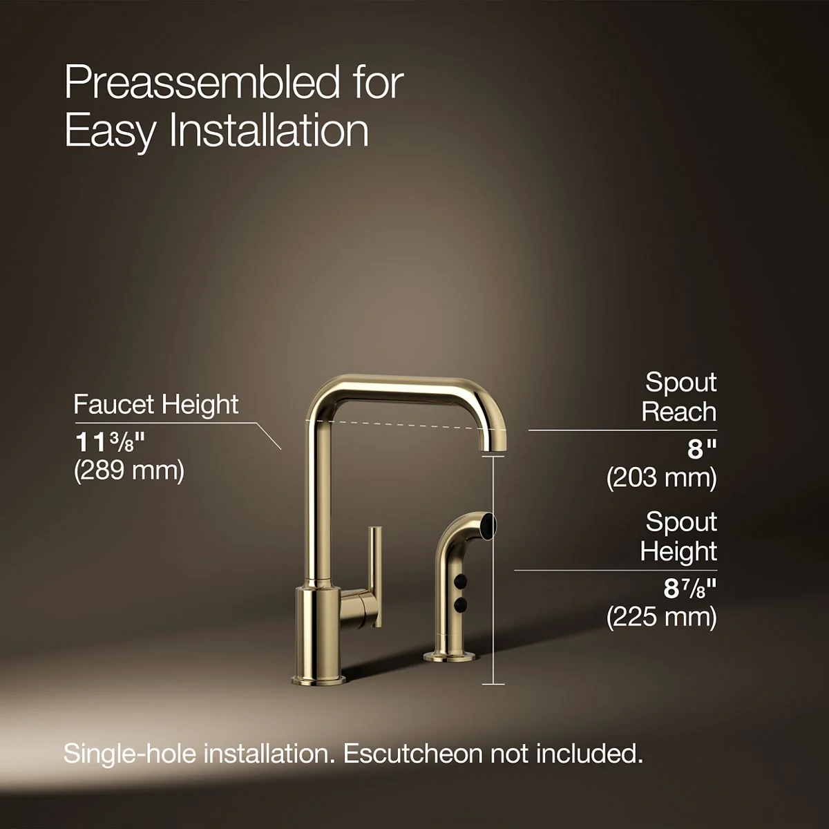 KOHLER K-7508 Purist Single-handle kitchen sink faucet with side sprayer - Image 18
