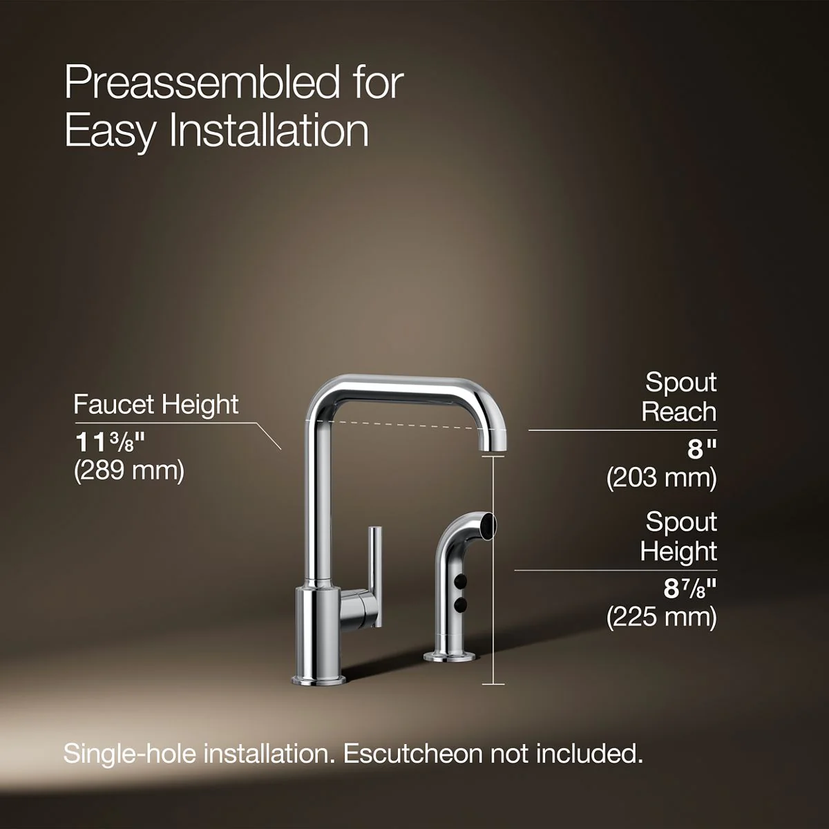 KOHLER K-7508 Purist Single-handle kitchen sink faucet with side sprayer - Image 28