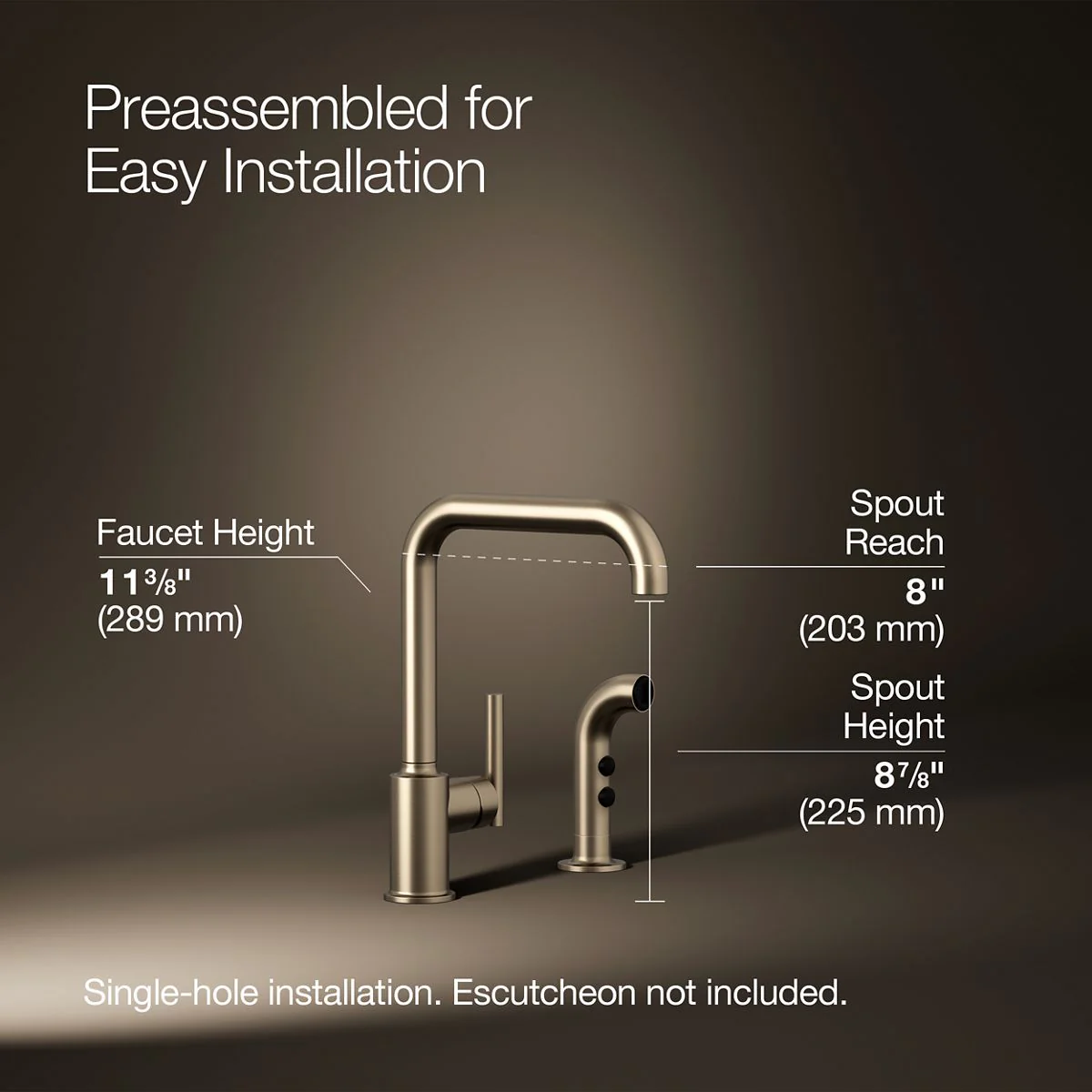 KOHLER K-7508 Purist Single-handle kitchen sink faucet with side sprayer - Image 33