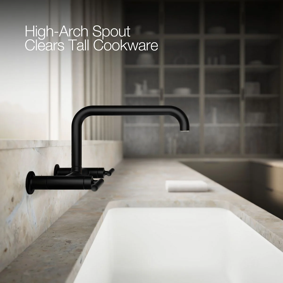 KOHLER K-7549-4 Purist Two-hole wall-mount bridge kitchen sink faucet - Image 23