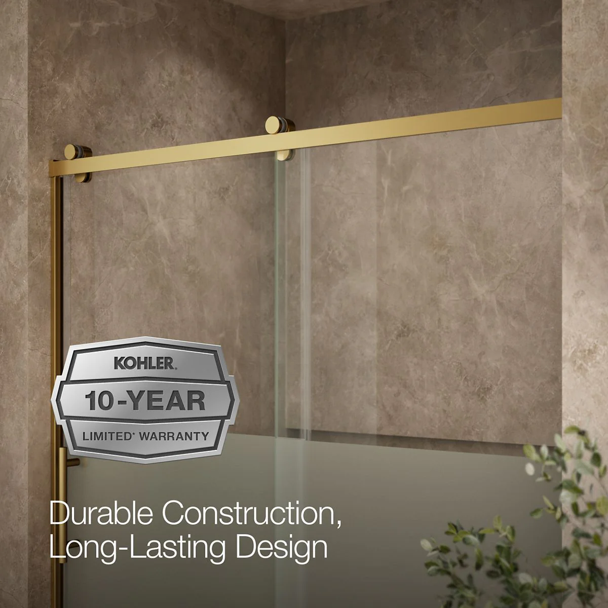 KOHLER K-702253-10G81 Rely 62-1/2" H sliding bath door with 3/8"-thick glass - Image 9