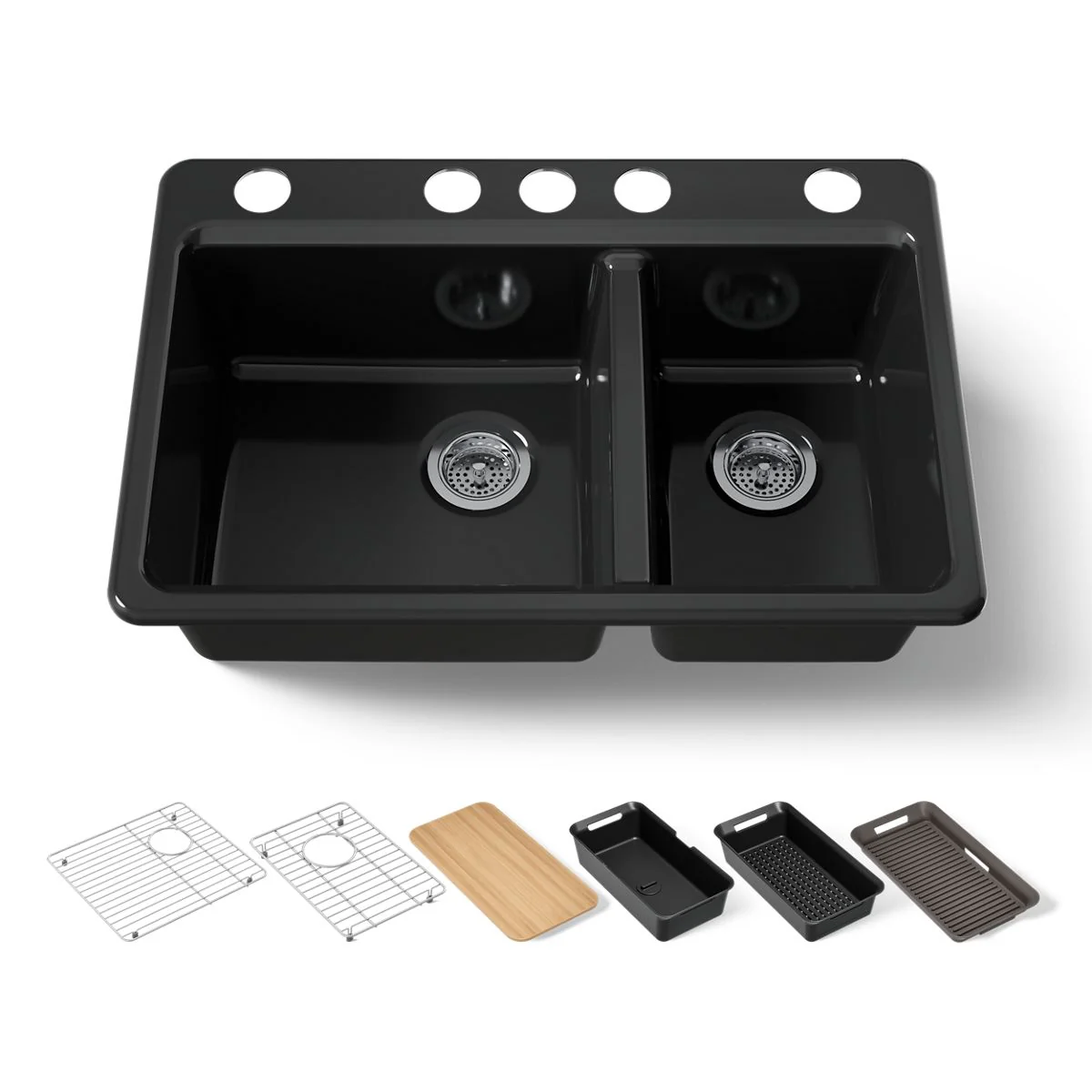KOHLER Riverby 33" undermount double-bowl workstation kitchen sink - Image 23