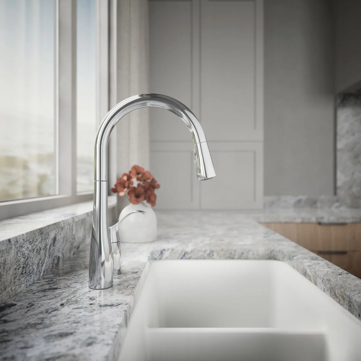 KOHLER K-647 Simplice Pull-down kitchen sink faucet with three-function sprayhead - Image 10