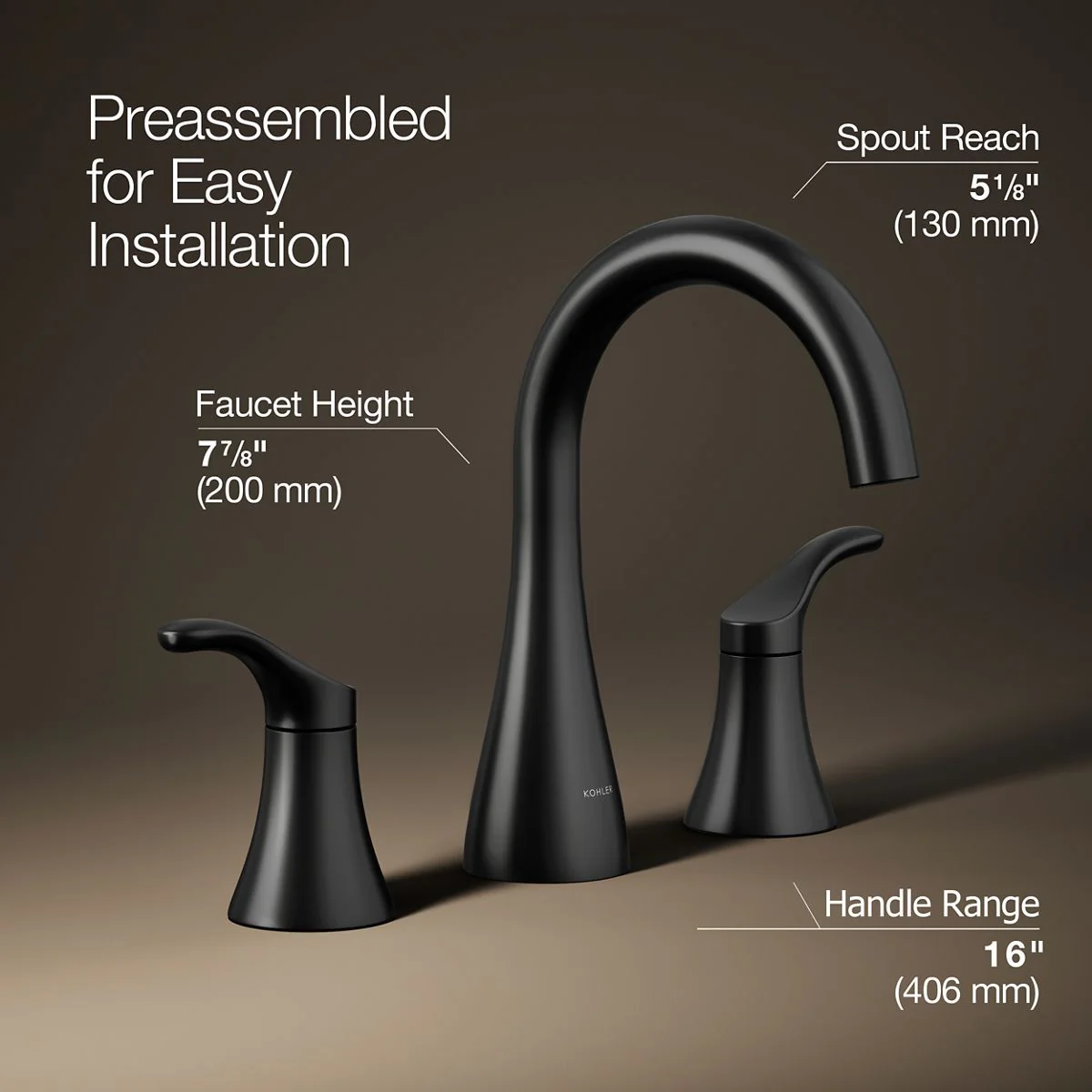 KOHLER K-27390-4N Simplice Widespread bathroom sink faucet, 0.5 gpm - Image 6
