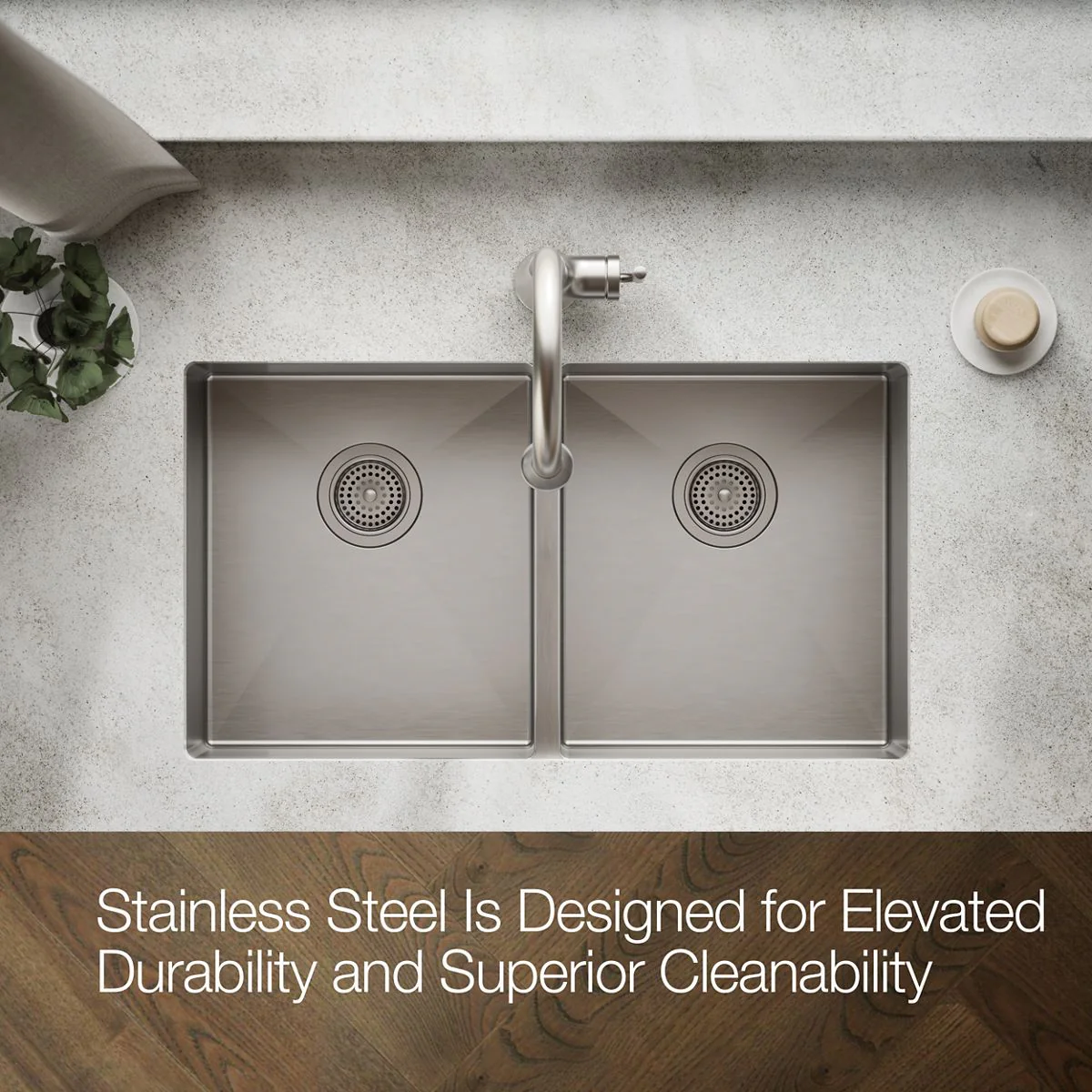 KOHLER K-5281 Strive 32" undermount double-bowl kitchen sink with accessories - Image 5