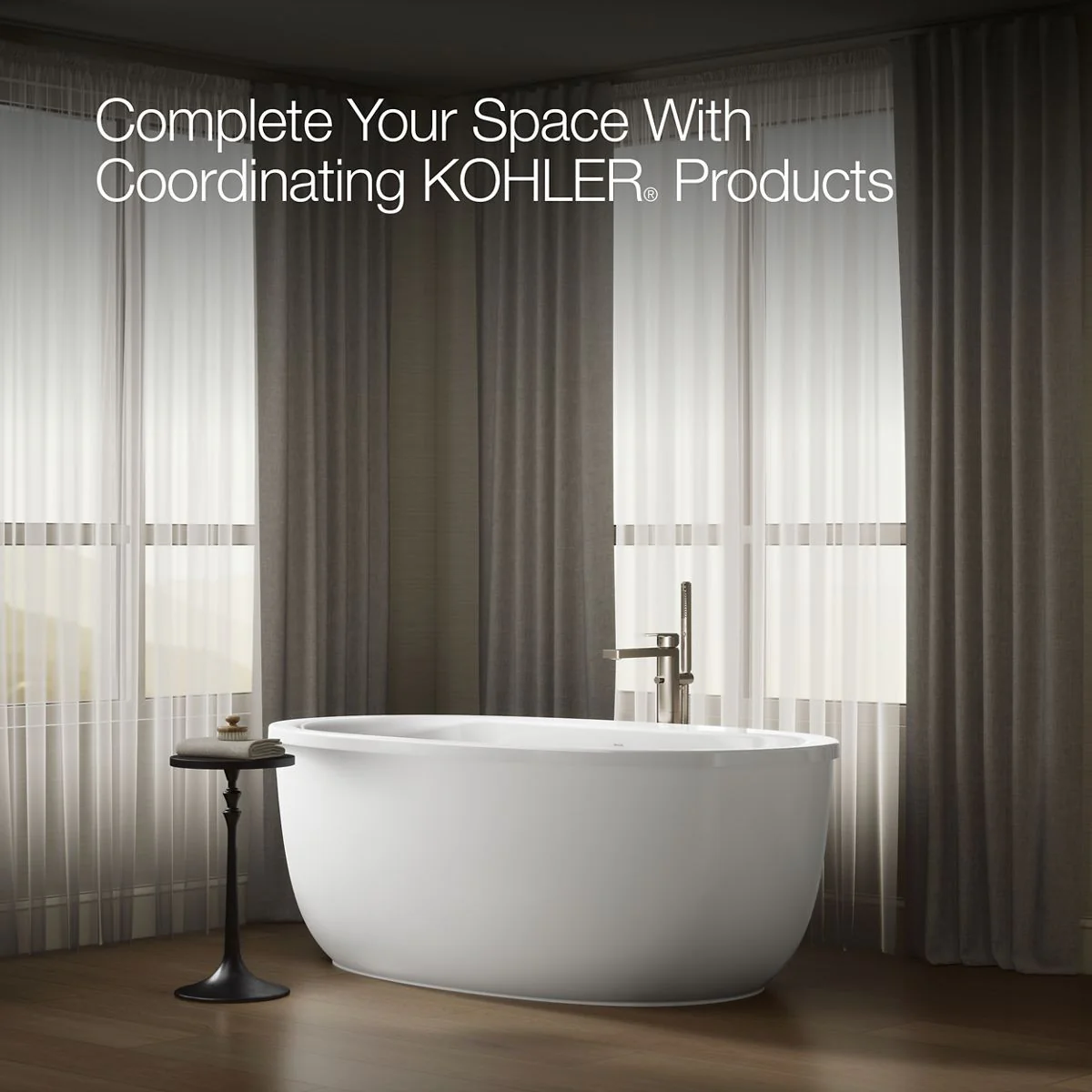 KOHLER K-6369 Sunstruck 65-1/2" x 35-1/2" freestanding bath with fluted shroud - Image 5
