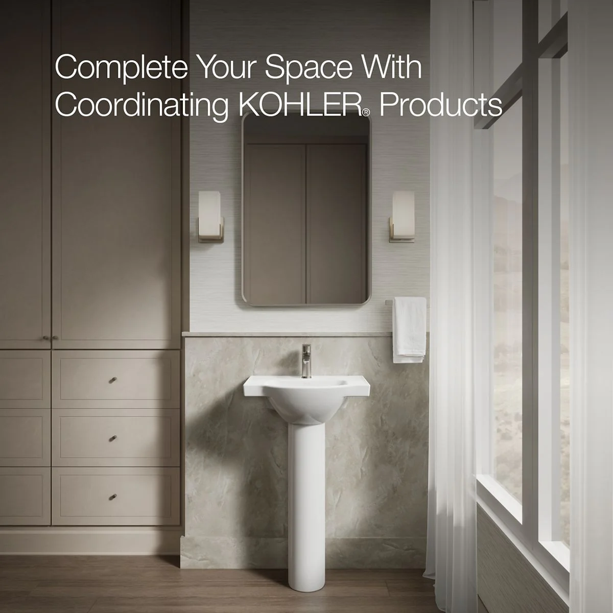 KOHLER K-5247-1 Veer 21" rectangular pedestal bathroom sink - Image 6
