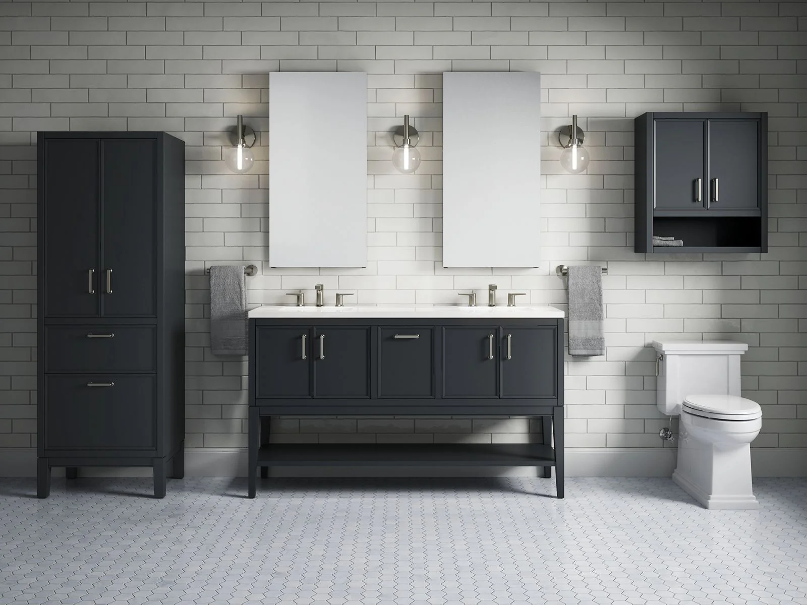 KOHLER K-33581-ASB Winnow 60" bathroom vanity cabinet with sinks and quartz top - Image 10